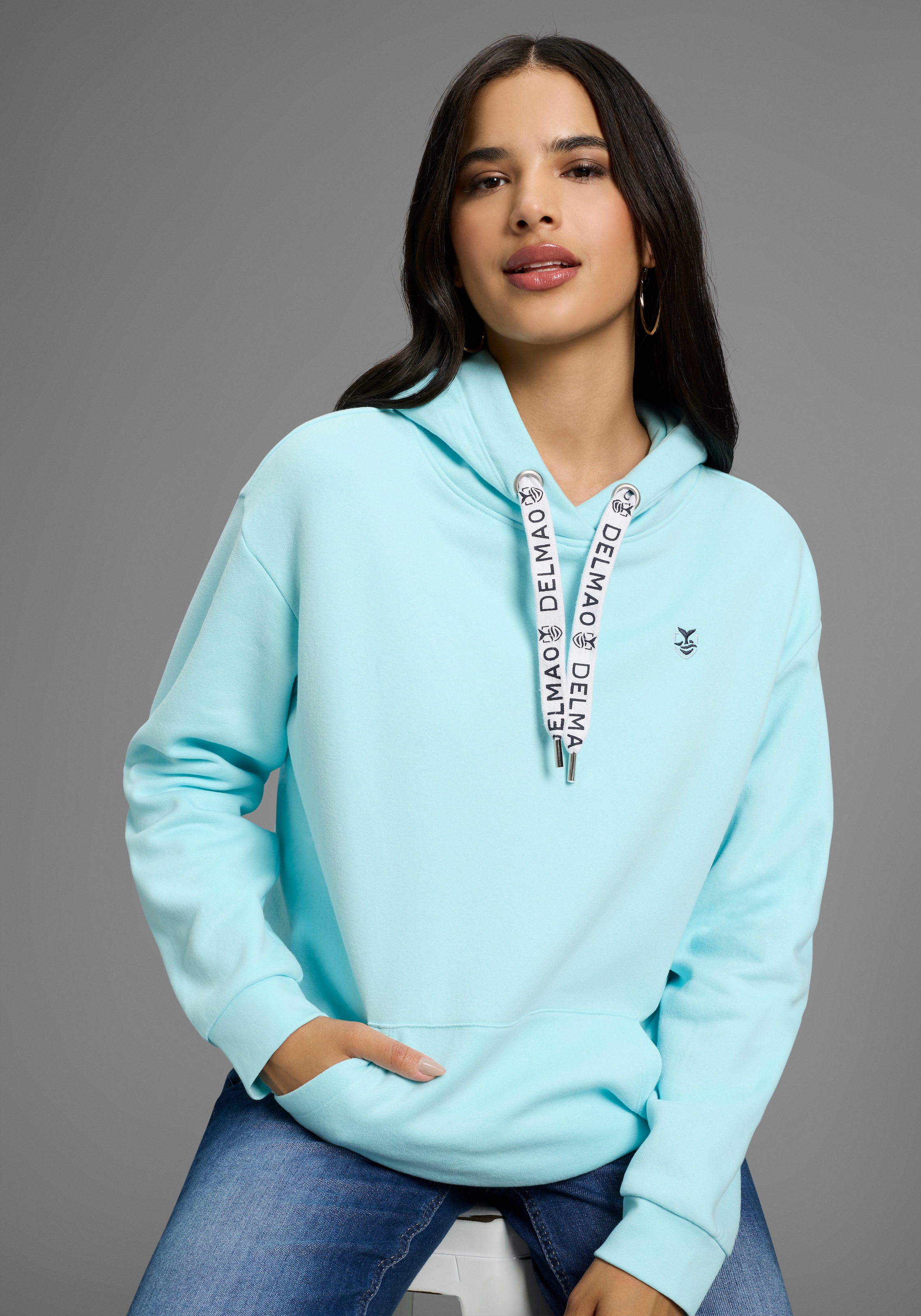 DELMAO Kapuzensweatshirt, Weiche Baumwollmischung mit Kängurutasche und bed günstig online kaufen