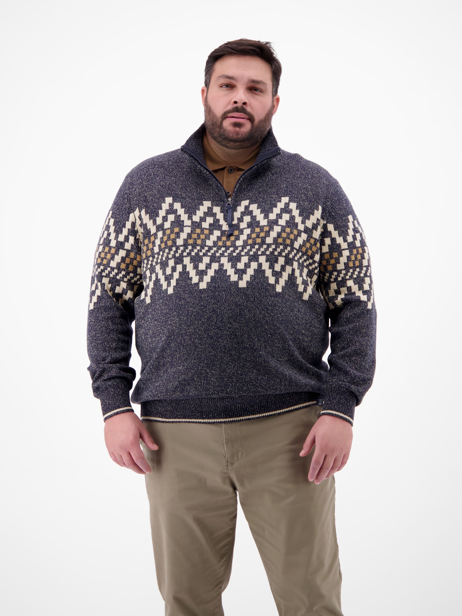 LERROS Norwegerpullover "LERROS Troyer mit Norwegermuster in Übergrößen" günstig online kaufen