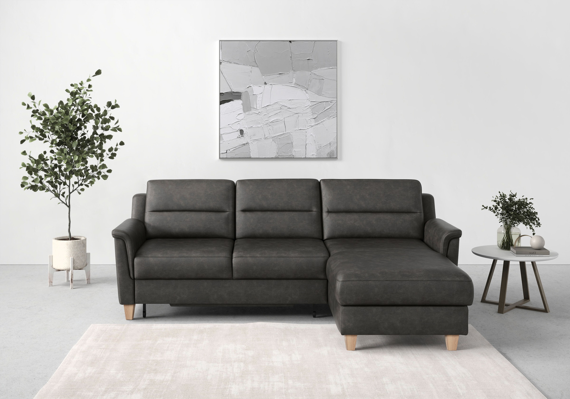 sit&more Ecksofa »Farö L-Form«, inklusive Federkern, wahlweise mit Bettfunktion und Bettkasten