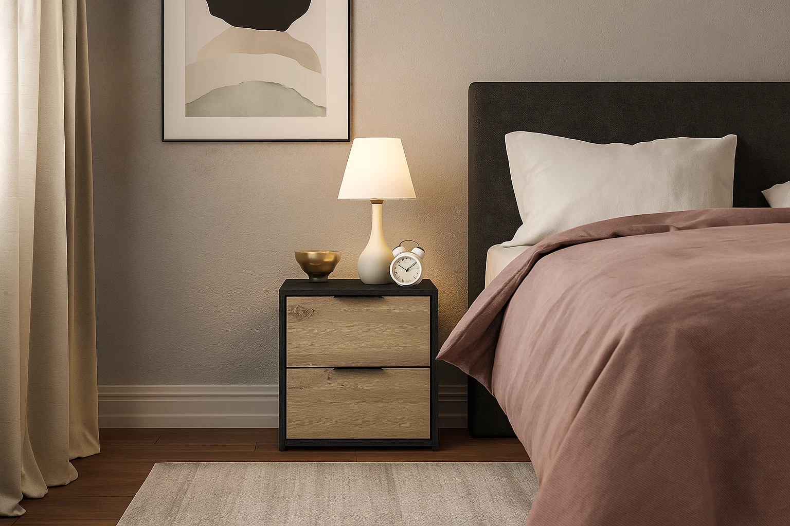 Home affaire Nachttisch »PERY Nachtkommode mit 2 Schubladen, Set 2 Stücke« Set,  Set, 2 St., zwei Stücke, Nachtschränke, Maße B/T/H: 44,2/35/45,9 cm