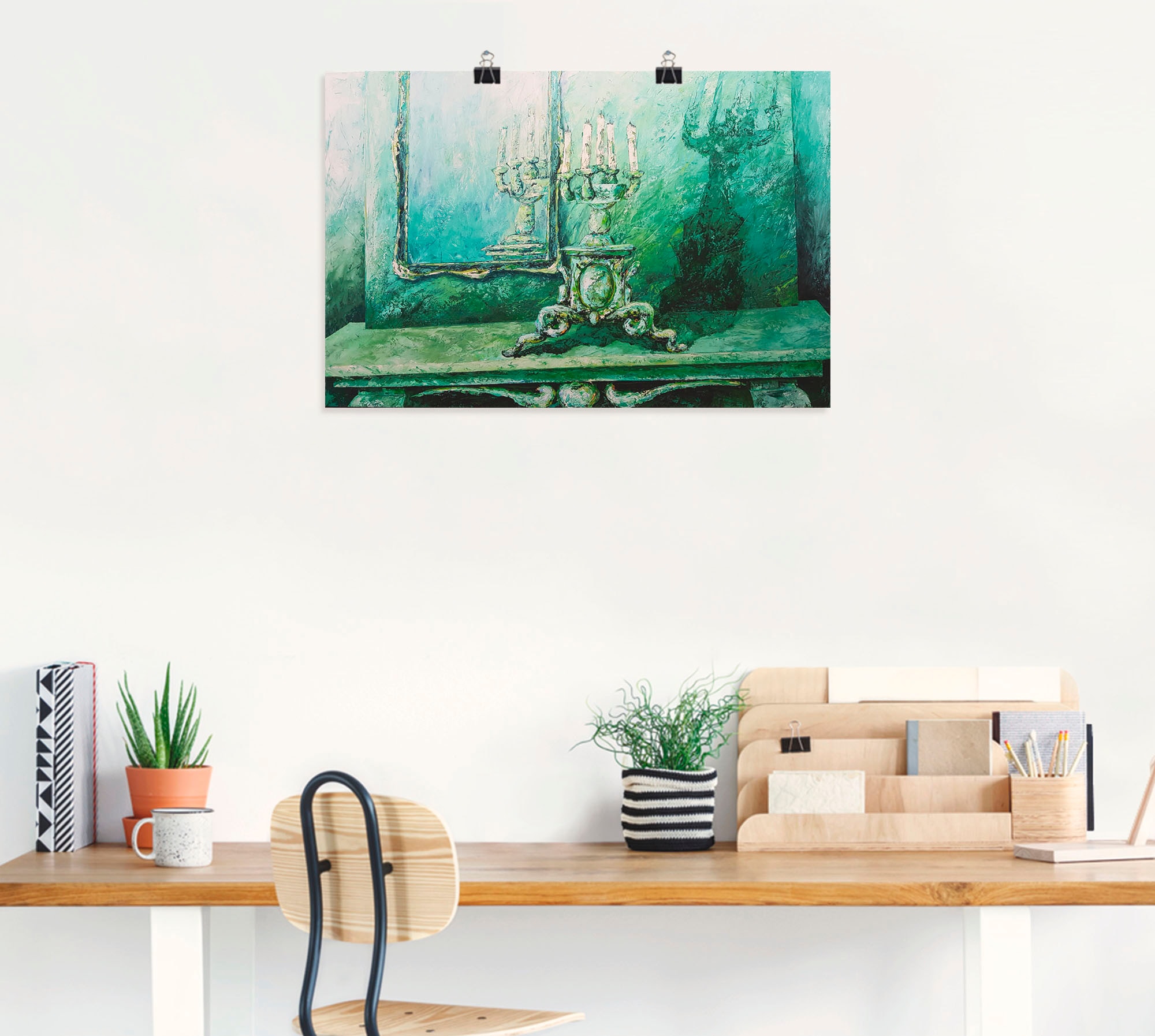 Artland Wandbild »Barocker Leuchter grün«, Innenarchitektur, (1 St.), als Alubild, Leinwandbild, Wandaufkleber oder Poster in versch. Größen