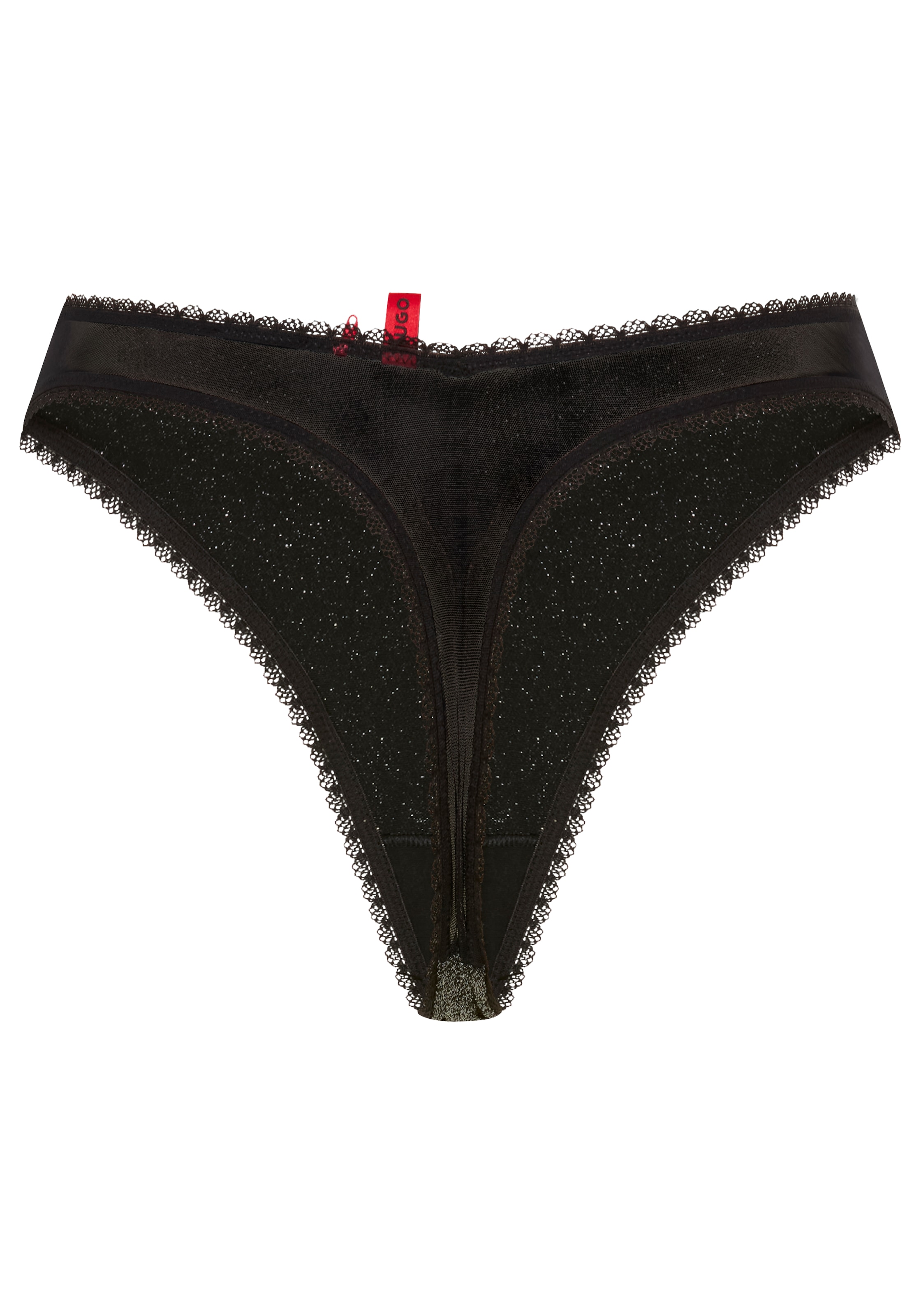 HUGO Underwear String »LUREX« Glänzende Lurex-Qualität mit transparenter schwarzer Mesh-Optik