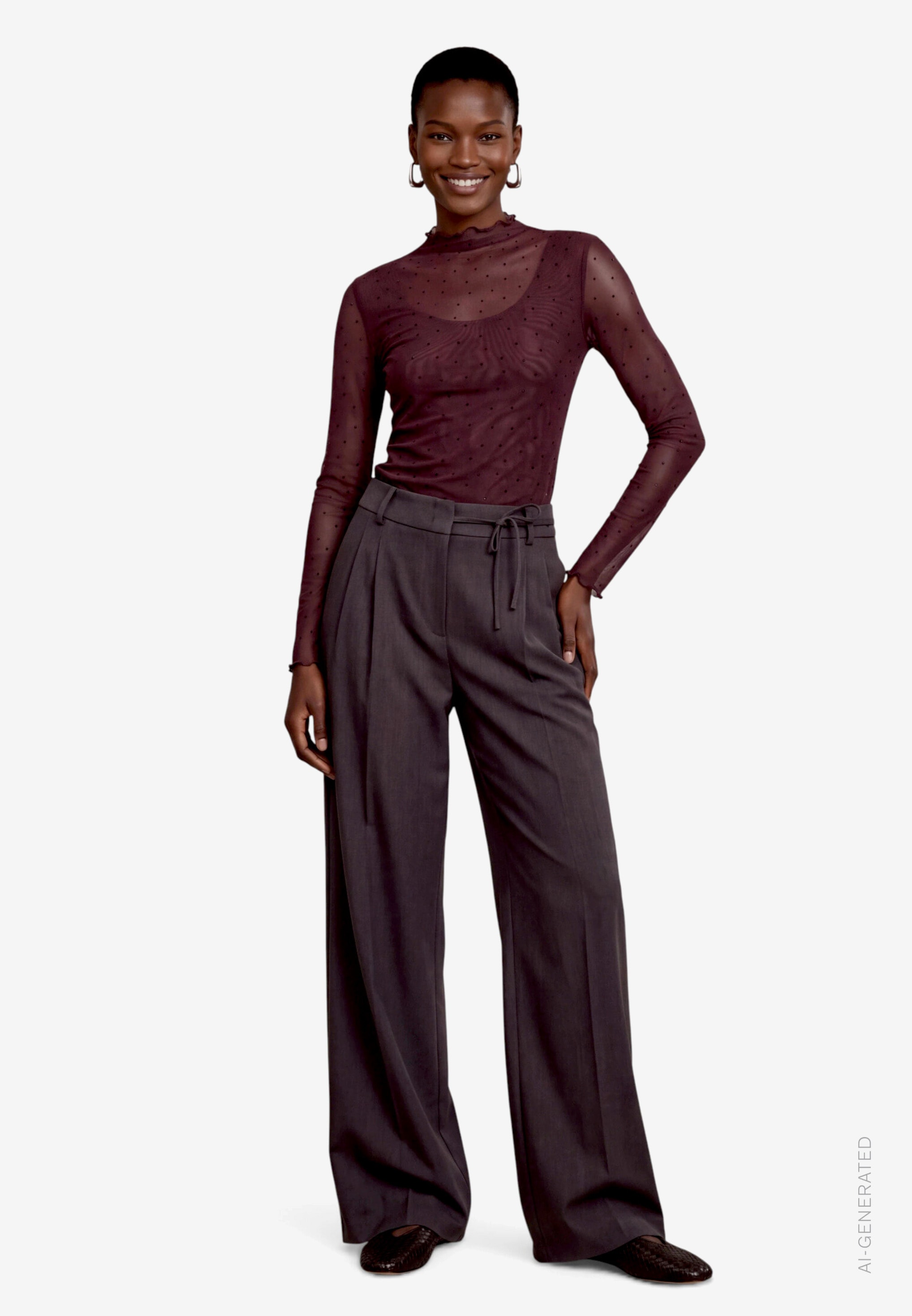 Zero Langarmshirt Mesh-Shirt mit Glitzersteinen / Transparent