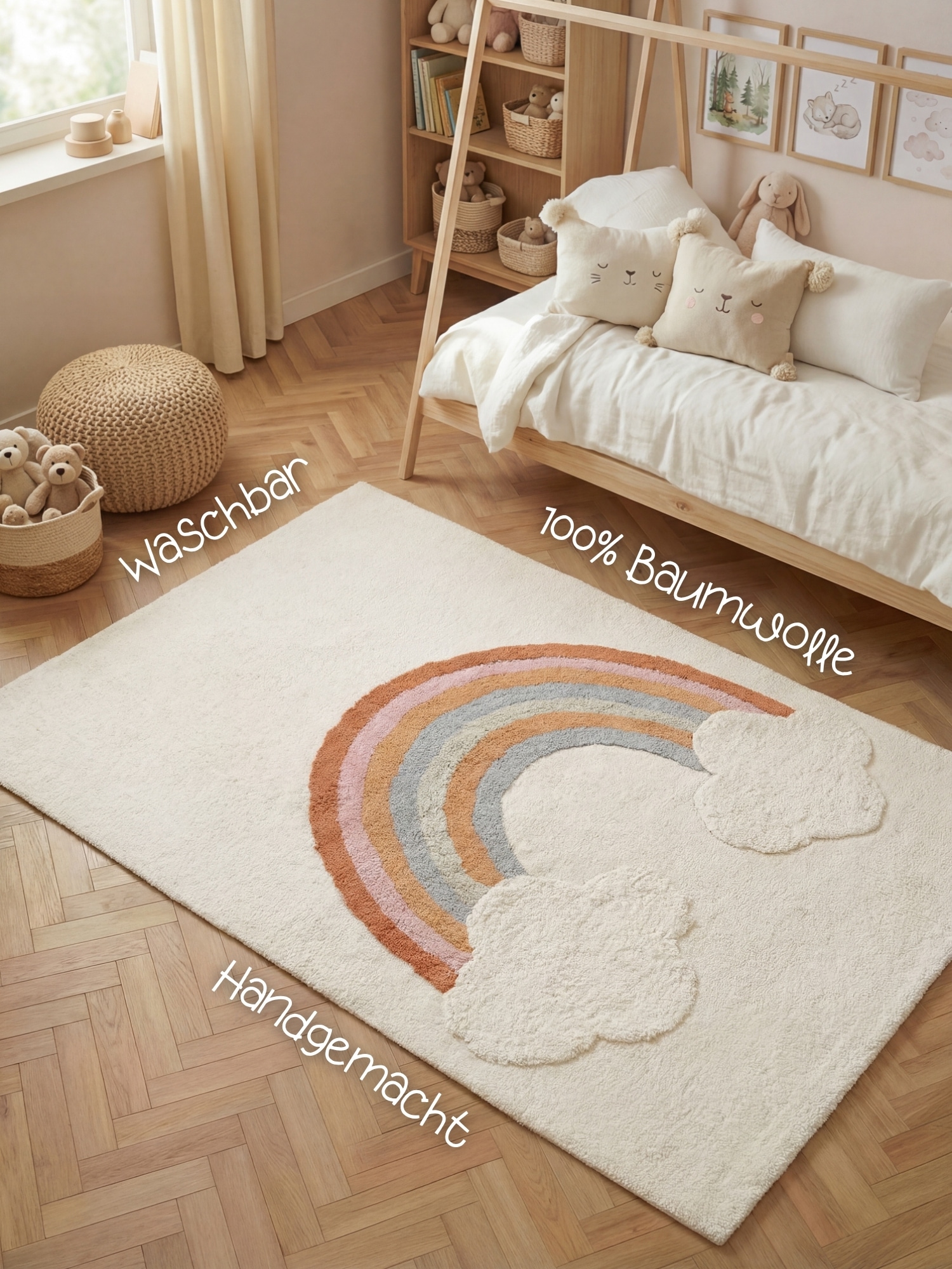 HANSE Home Kinderteppich »Petite Melodie« rechteckig 10 mm Höhe Waschbar, Handgemacht, Weich, Rutschfest, Spielteppich Kinderzimmer