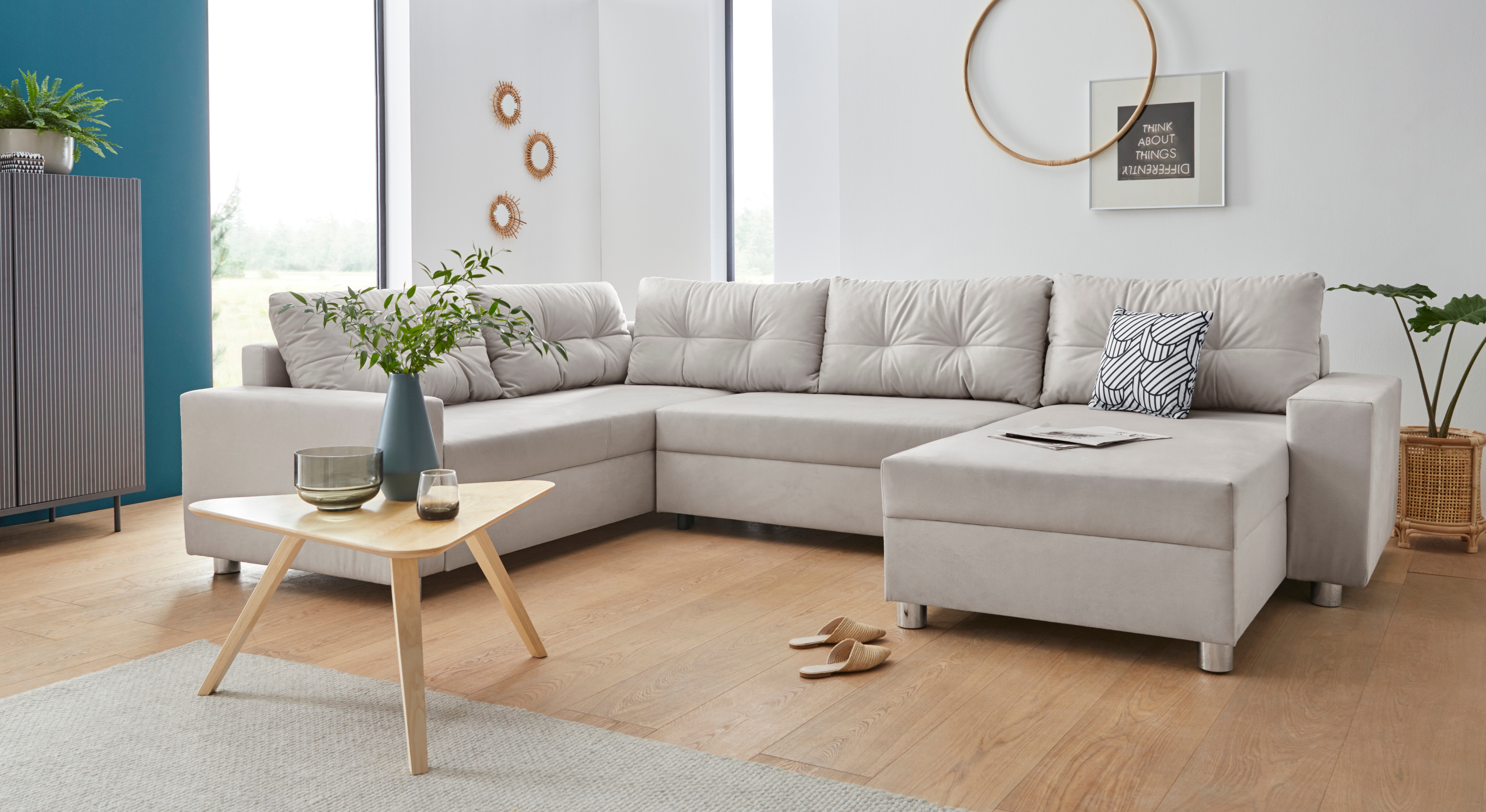 COLLECTION AB Wohnlandschaft "Paris U-Form, B: 310 cm" 1 Zierkissen & Federkern, optional Schlaffunktion & Bettkasten