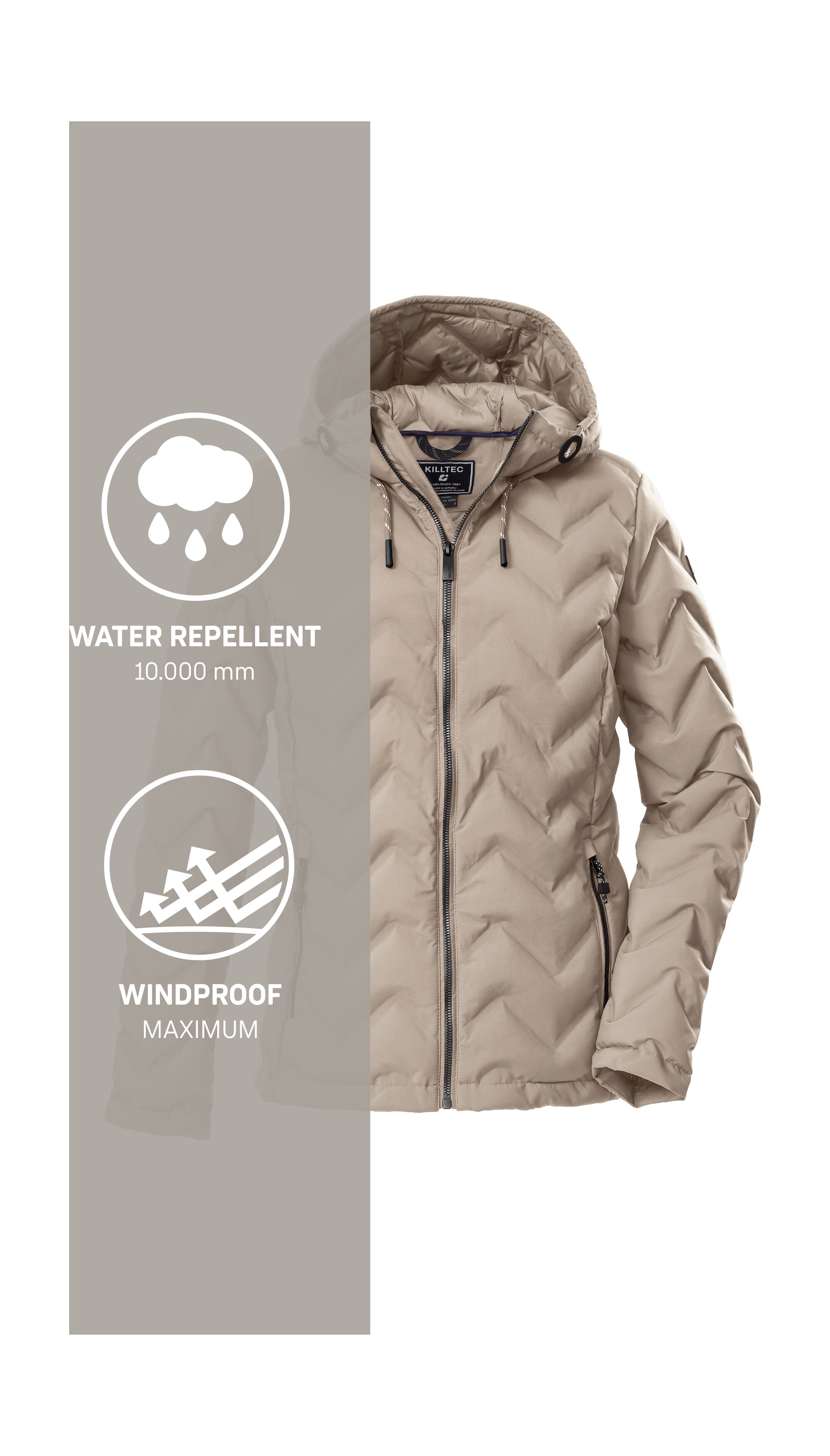Killtec Steppjacke »KOW 23 WMN QLTD JCKT« Wasserabweisende Damenjacke mit verstellbarer Kapuze und Taschen