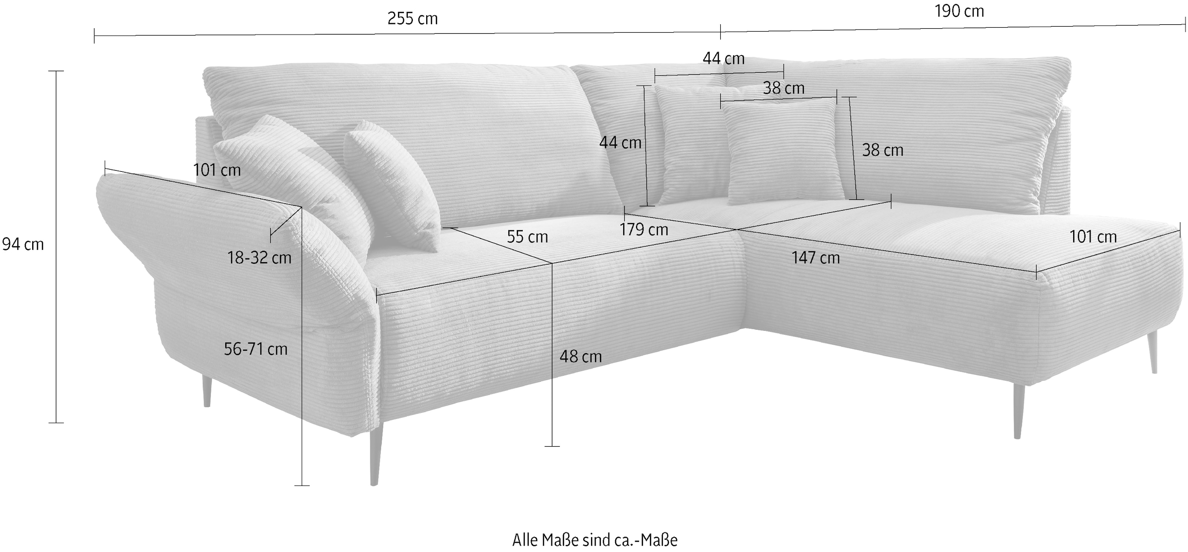 INOSIGN Ecksofa »Vanilla L-Form«, Armlehnenfunktion
