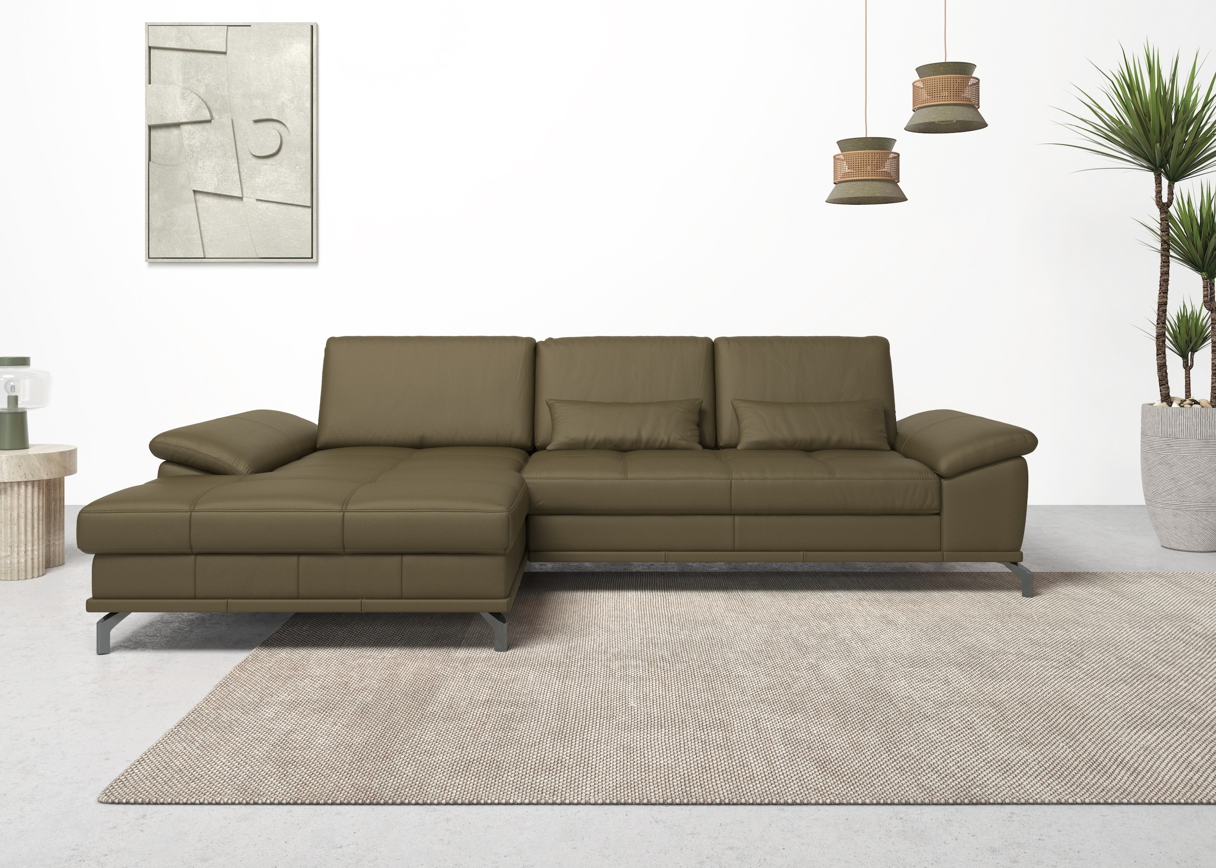 OTTO home Ecksofa "Costello L-Form, B: 301cm, Sitztiefen & Armteilverstellung, Federkern" 3 Nierenkissen, optional Schlaffunktion & Bettkasten
