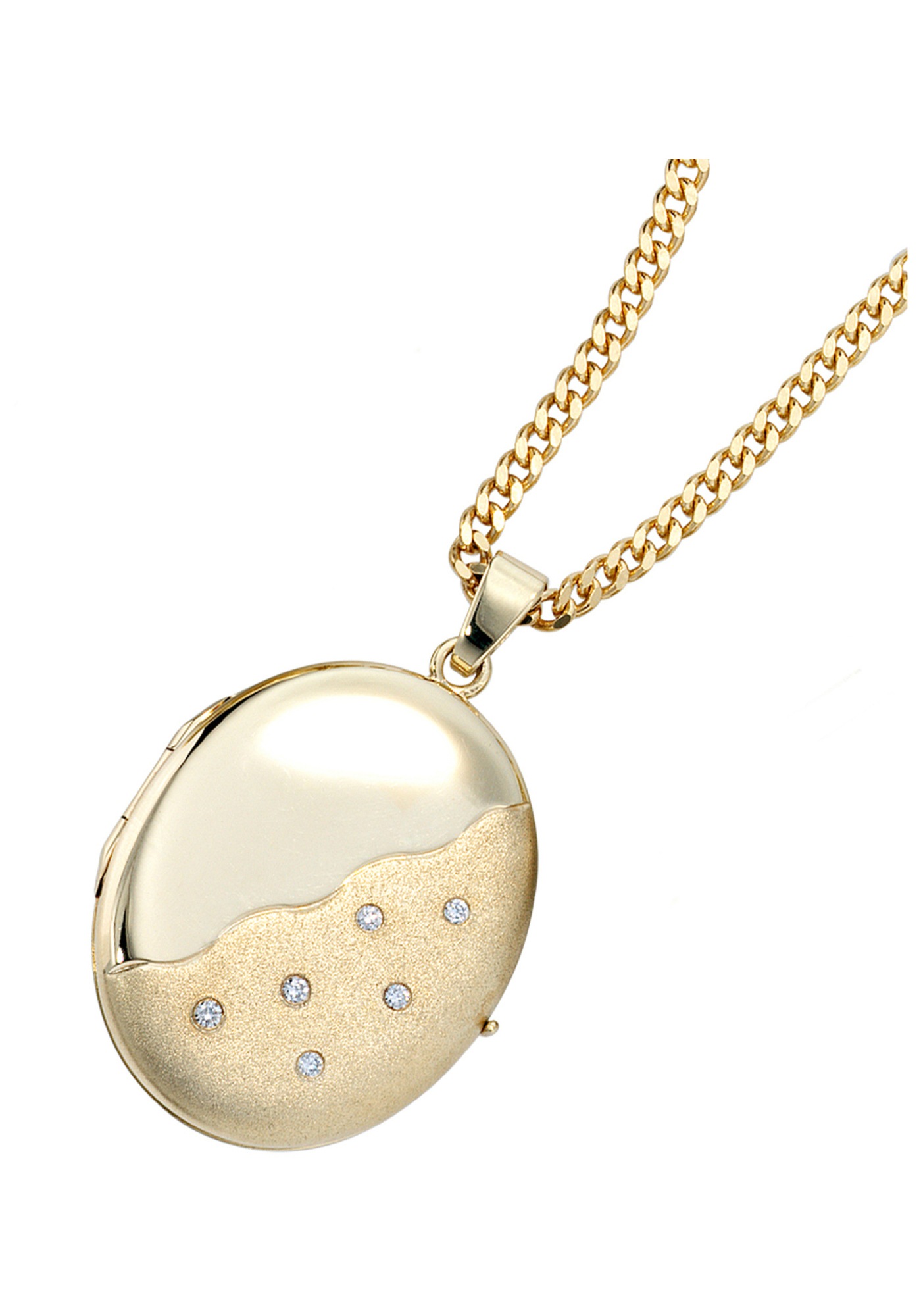 JOBO Medallionanhänger »Anhänger Medaillon oval«, 585 Gold mit 6 Diamanten