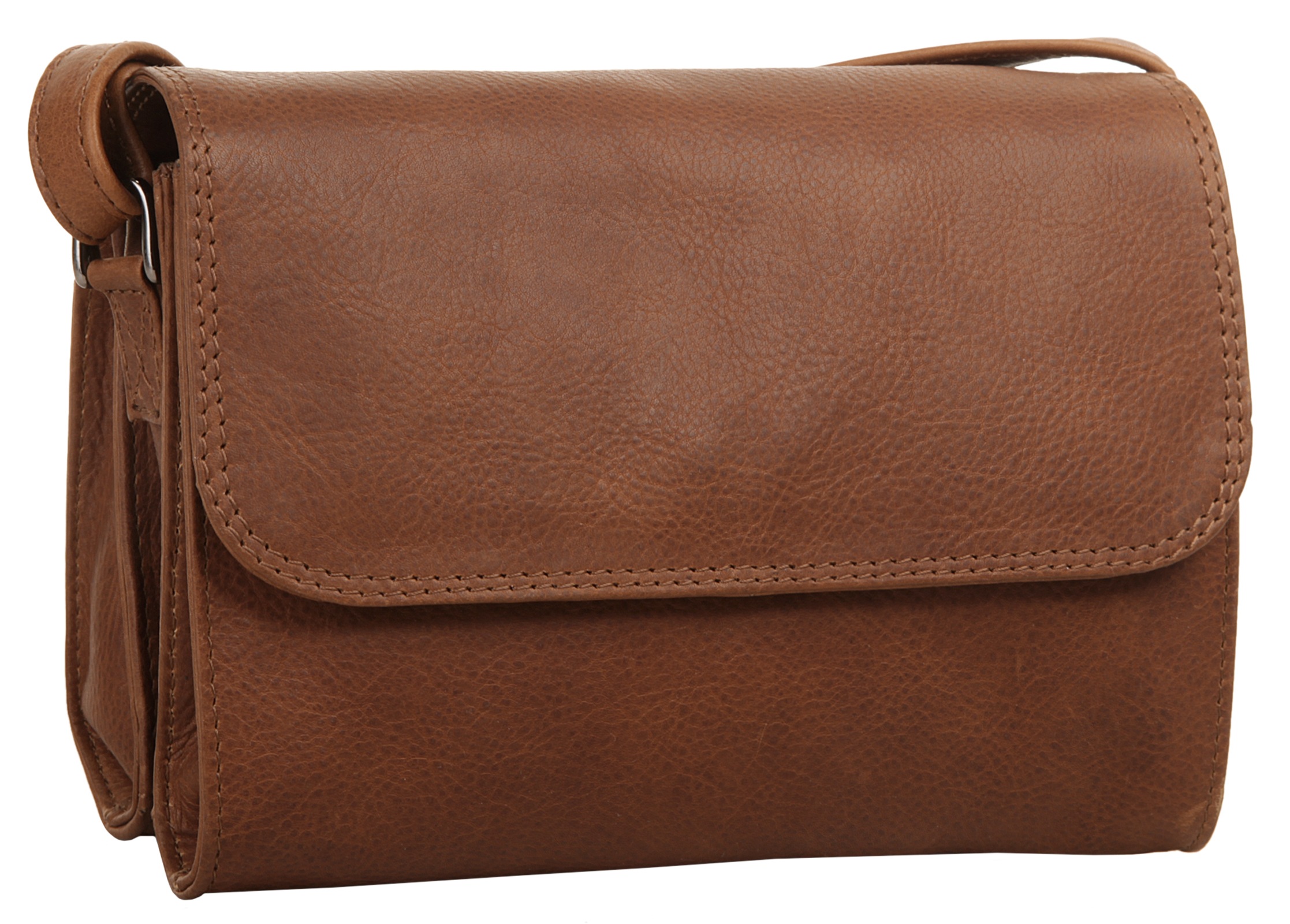 Umhängetasche CLUTY, Damen, Gr. B/H/T: 20cm x 15cm x 6cm onesize, braun (cognac), Leder, Taschen Umhängetasche, echt Leder 2