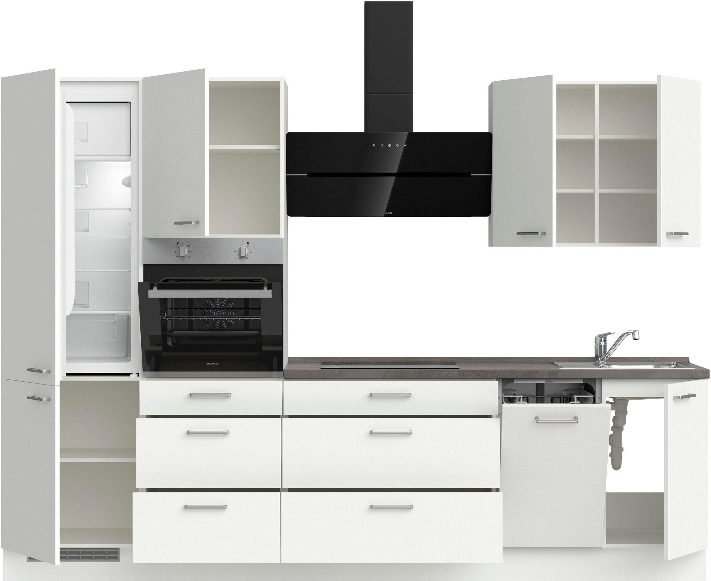 nobilia® Küchenzeile »"Touch II"«, vormontiert, Ausrichtung wählbar, Breite 300 cm, wahlw. mit E-Geräten