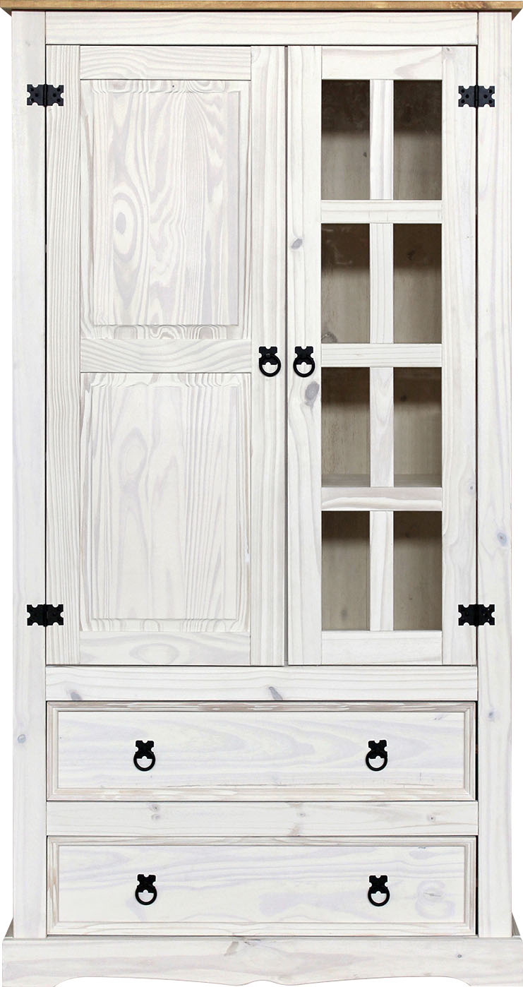Vitrine, Ziergriffe und Scharniere aus Metall