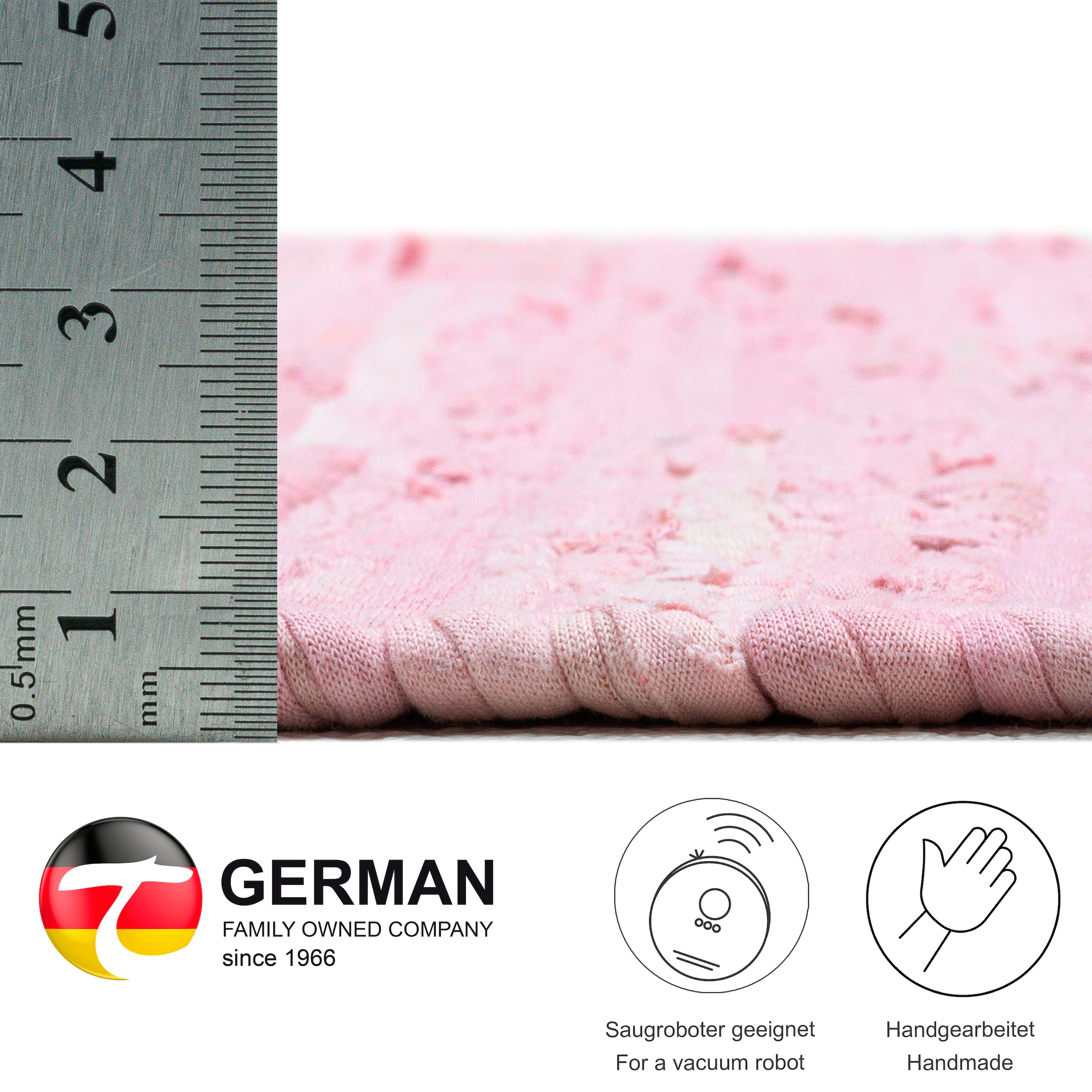 Thumbnail - THEKO Teppich "Happy Cotton Fleckerl, handgewebt" rechteckig 5 mm Höhe Flachgewebe, reine Baumwolle, meliert, mit Franse...