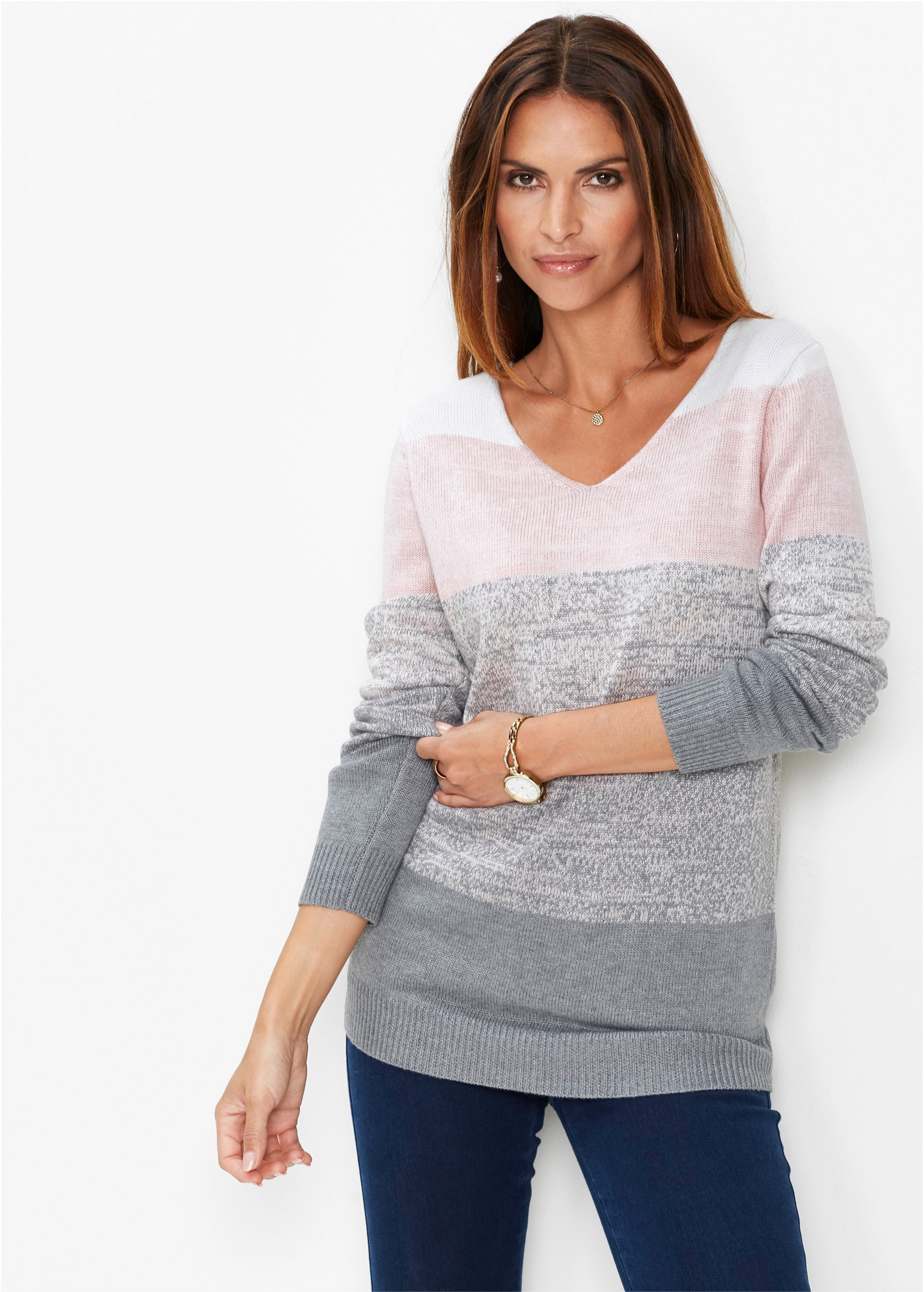 bonprix "Long-Pullover mit Cashmere-Anteil" weicher Strick mit Viskose und Kaschmir, lockere Passform