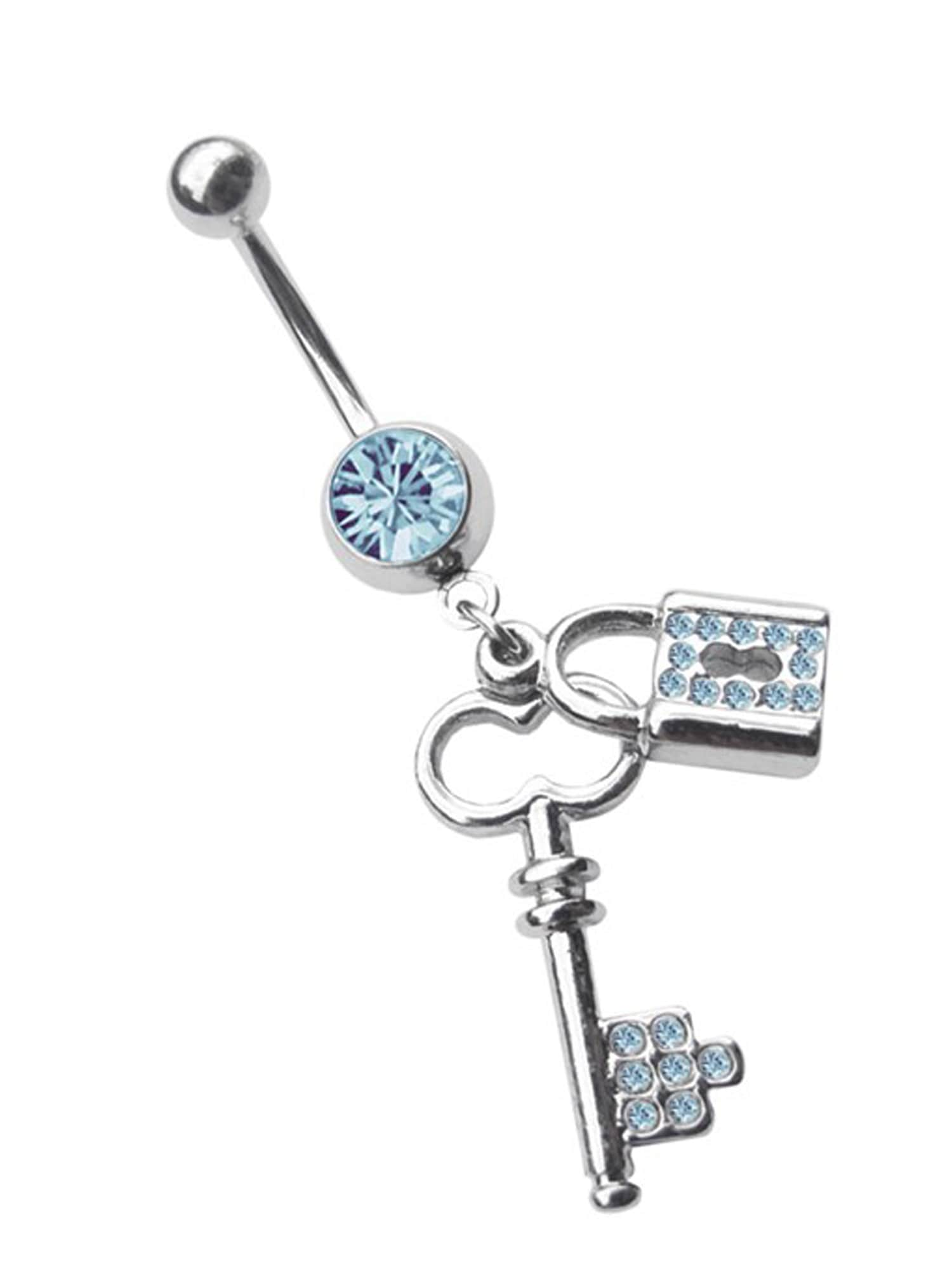 Adelia´s Bauchnabelpiercing "Piercing  Piercing Bauchnabelpiercing", 316l Stahl Banane - mit Schloss Schlüssel und Zirko