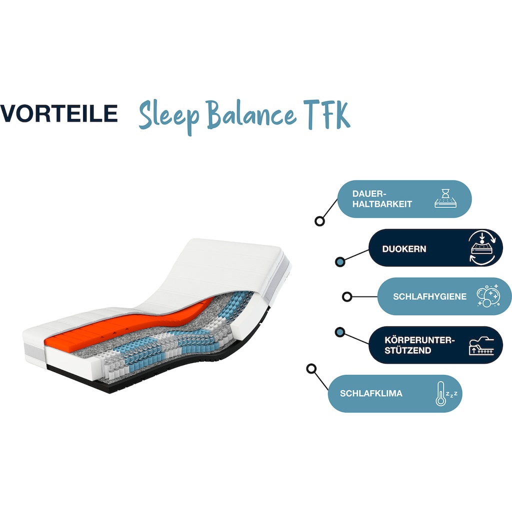 Hn8 Schlafsysteme Taschenfederkernmatratze »Sleep Balance TFK«, 24 cm hoch, Raumgewicht: 40 kg/m³, 500 Federn, (1 St., 1-tlg.), in den Größen 90x200 und vielen weiteren Größen erhältlich