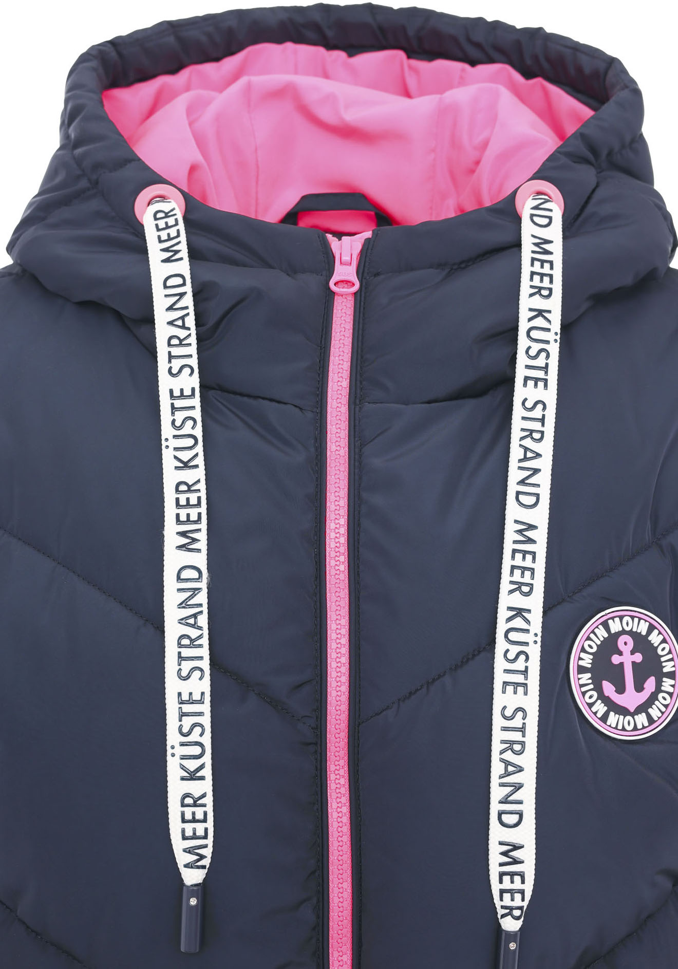 Thumbnail - Zwillingsherz Steppweste ""Strandglück"" Doppel-Zipper, Kontrastdetails, Eingrifftaschen, modisch, knielang