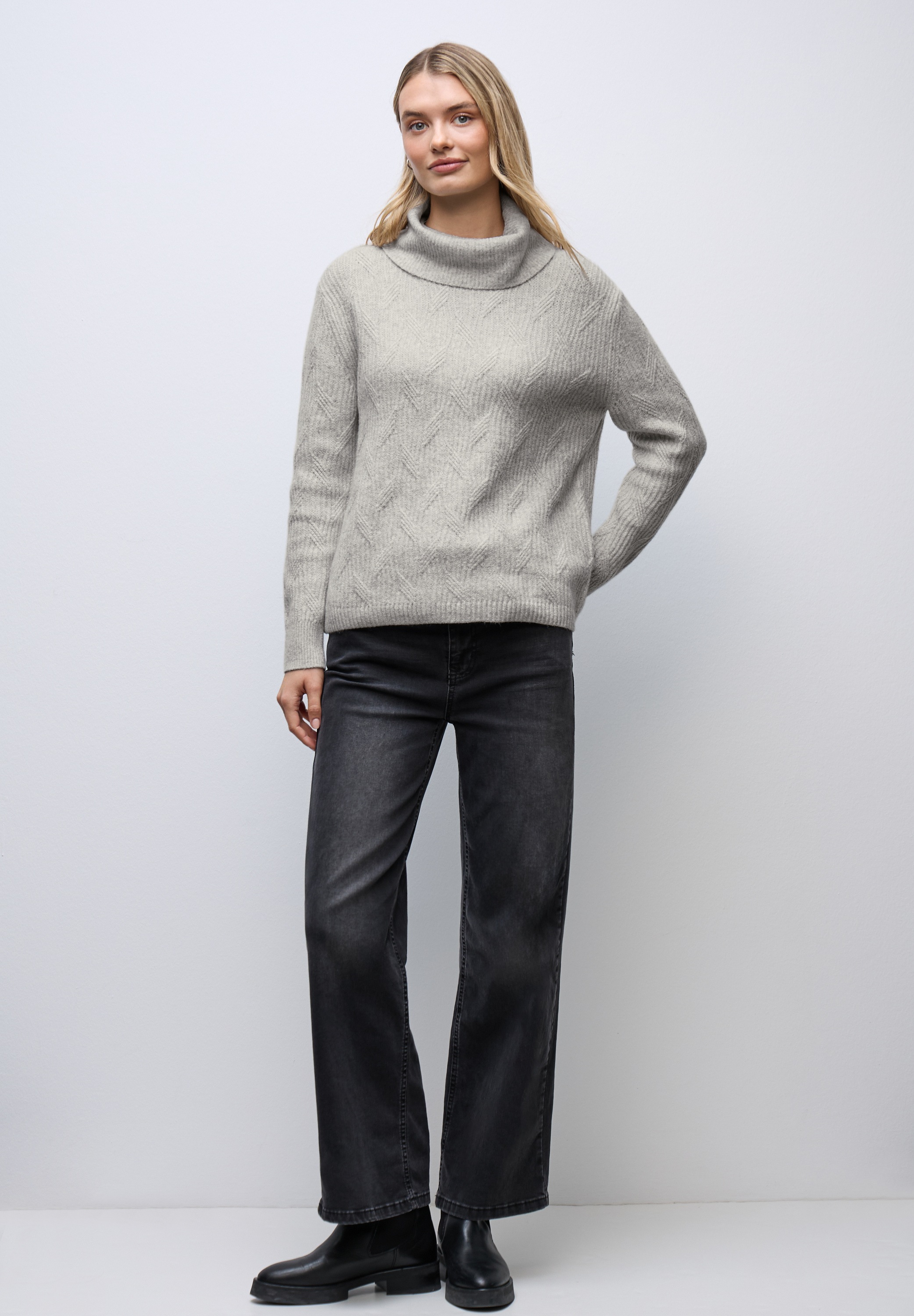 STREET ONE Rollkragenpullover aus Baumwolle mit Stretchanteil