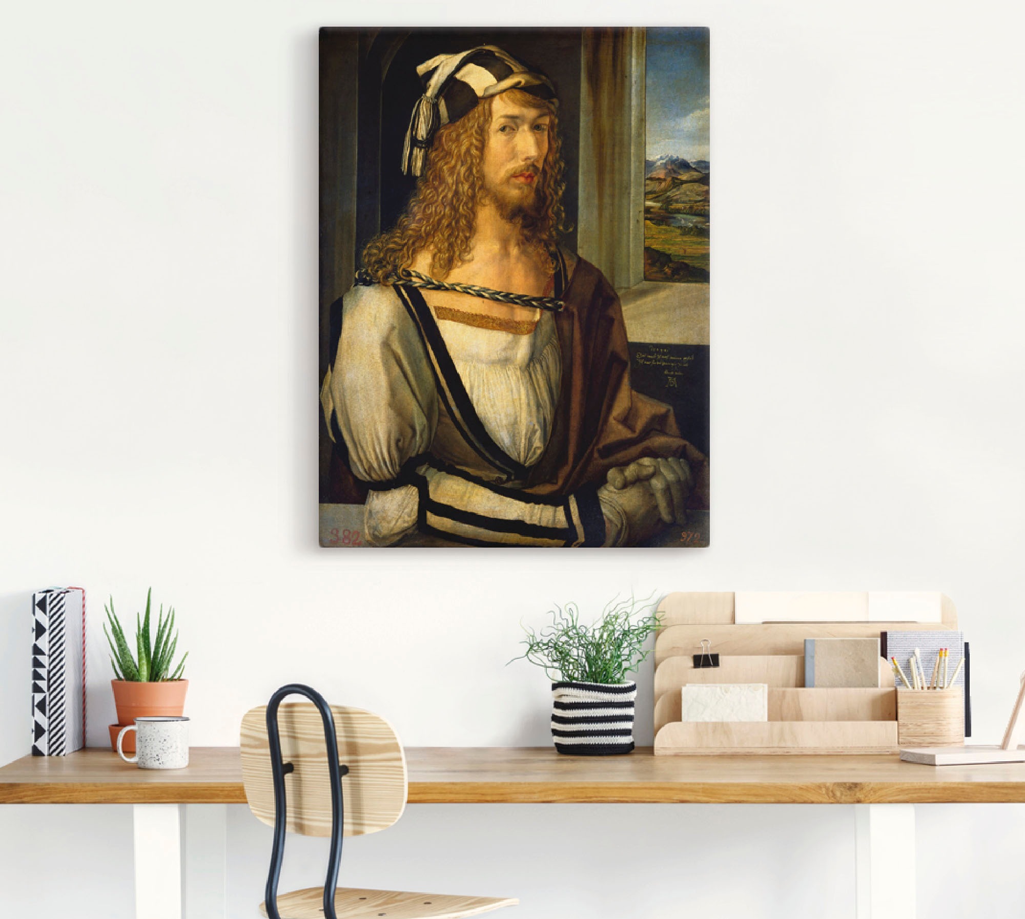 Thumbnail - Artland Leinwandbild "Selbstbildnis mit Landschaft. 1498" Porträts 1 Stk. tlg. auf Keilrahmen gespannt