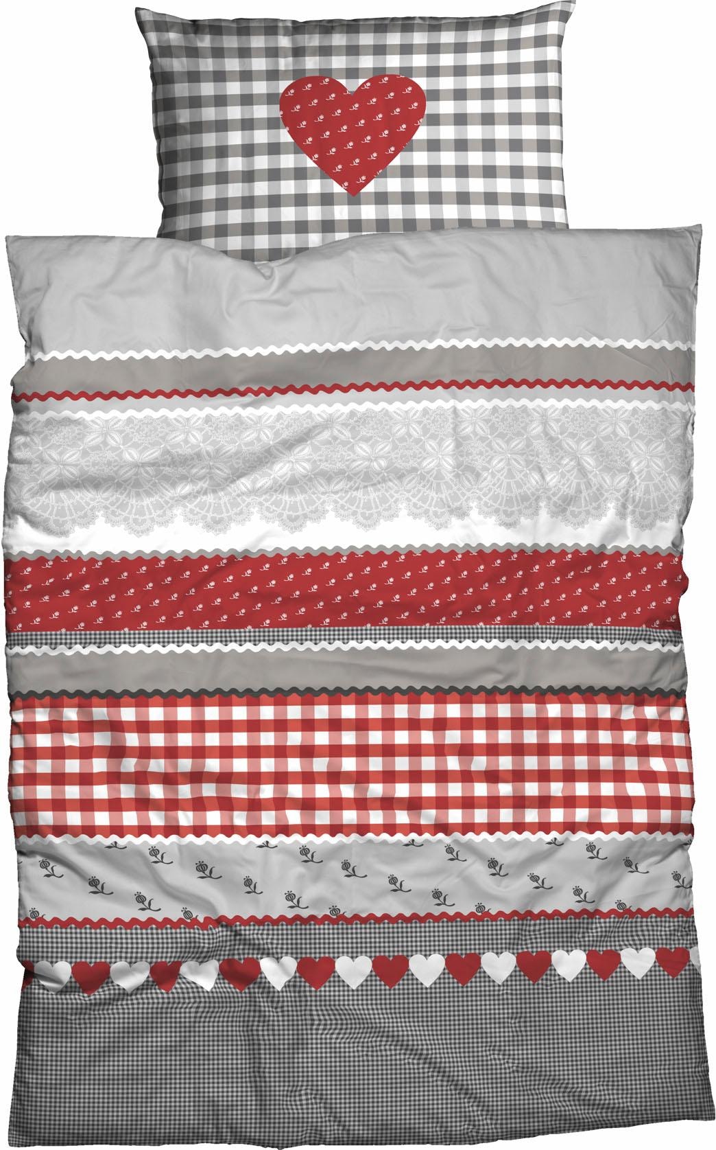 CASATEX Bettwäsche "Herz-Karo" 2 Stk. niedlichem Herz-Karo Design günstig online kaufen