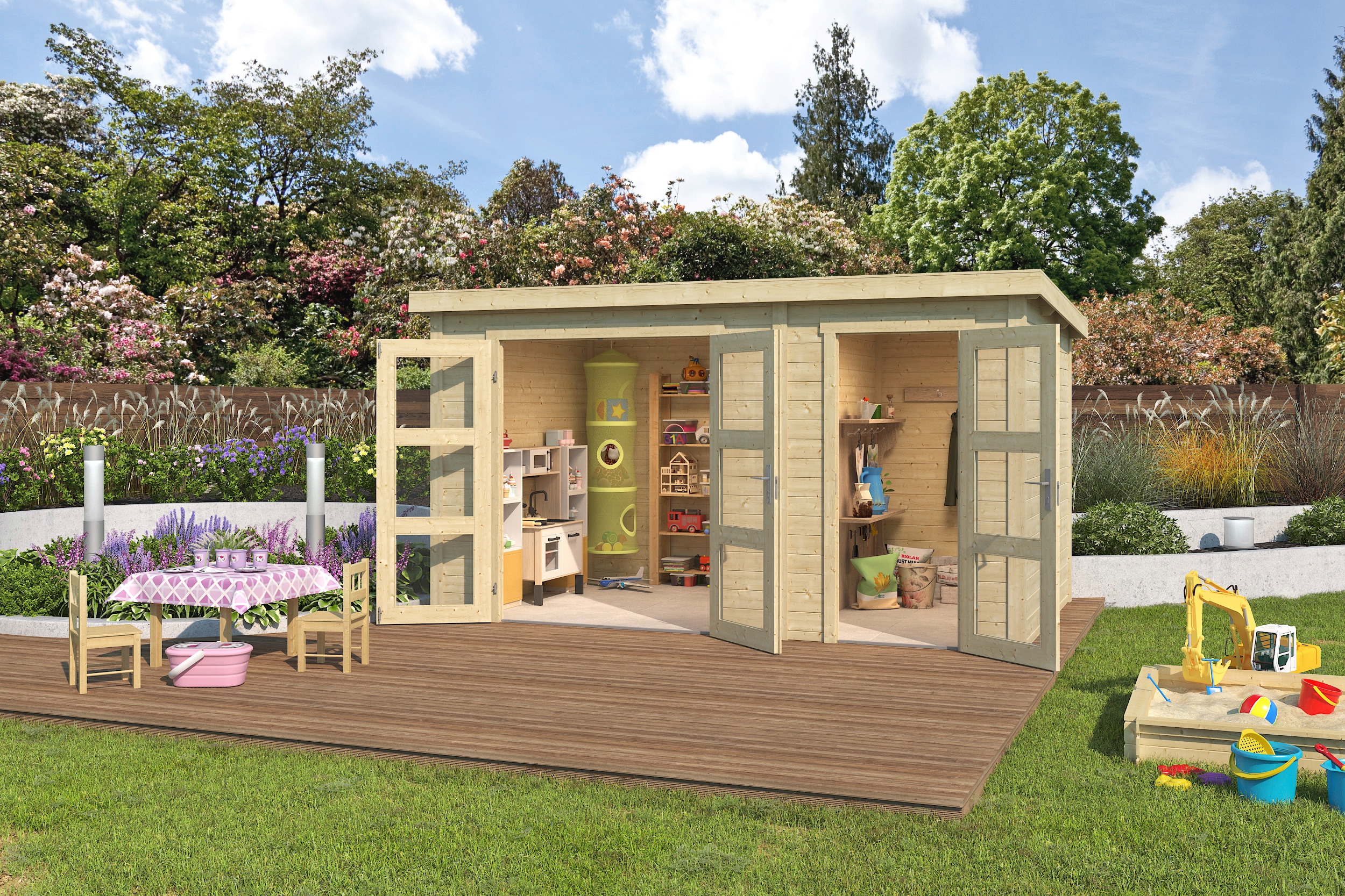 LASITA MAJA Gartenhaus "Zambezi XL" Blockbohlenhaus 28mm 2-Raum