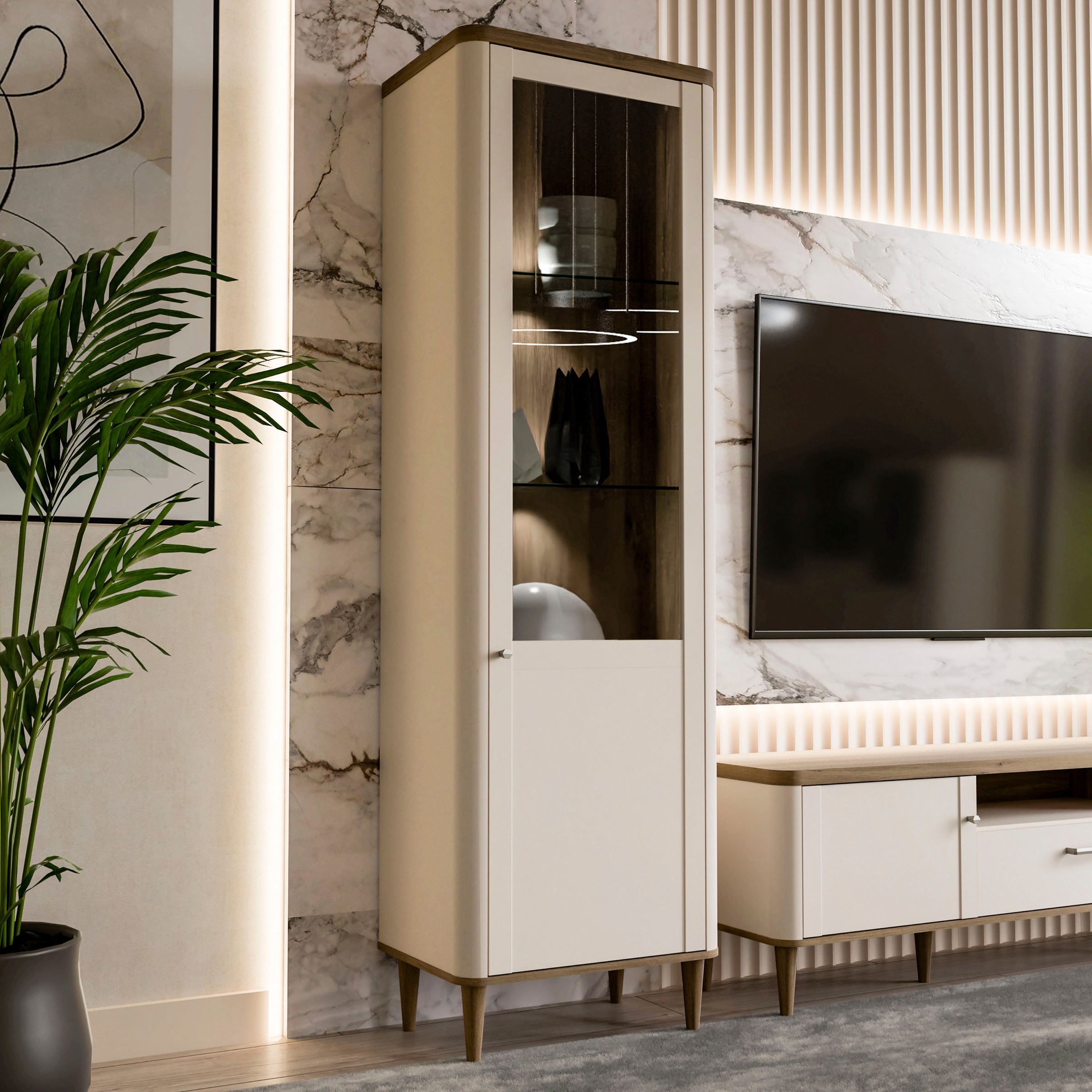 FORTE Vitrine "Lacetti" B/H/T 60,4/200,5/41,2 cm, Echtholzfüße günstig online kaufen