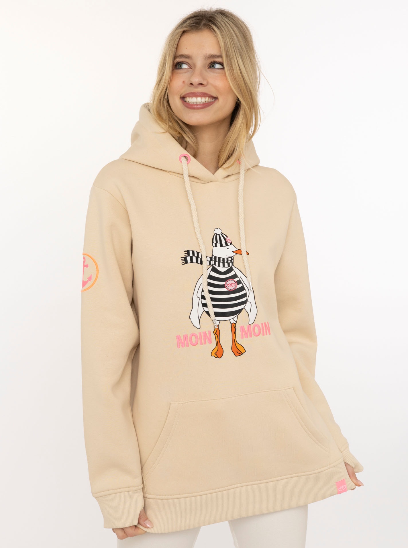 Zwillingsherz Hoodie ""Moin Moin Möwe"", mit nordischem Gruß, lustiger Möwe günstig online kaufen
