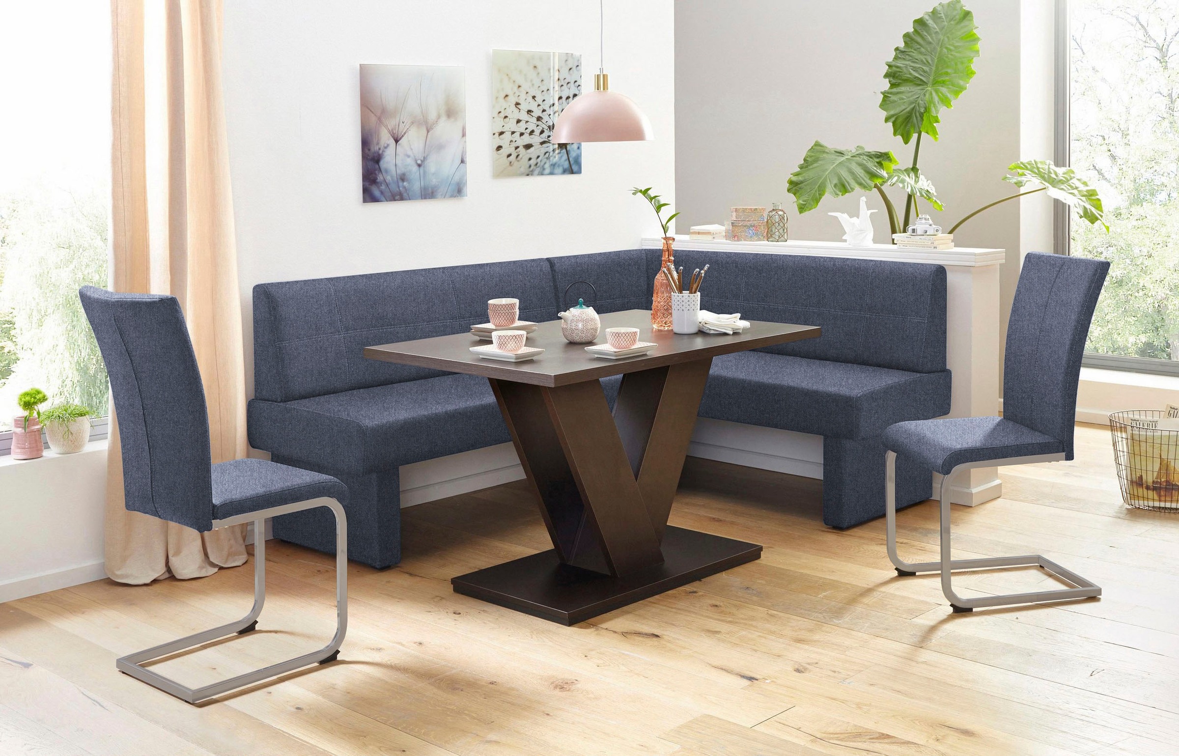 Home affaire Freischwinger »Nils«, (Set), 2 St., Strukturstoff-Feinstruktur, Stuhl belastbar bis 120 Kg, Gestell Metall im Chrom-Look oder Schwarz