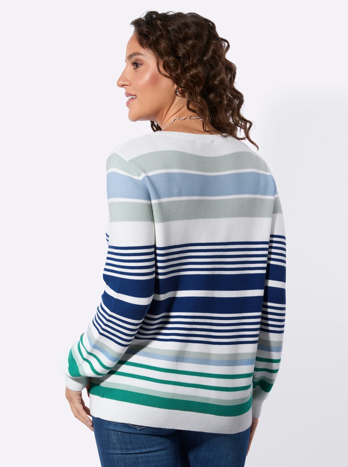CASUAL LOOKS Ringel-Pullover Kalkmint/Jeansblau Gr. 54 2