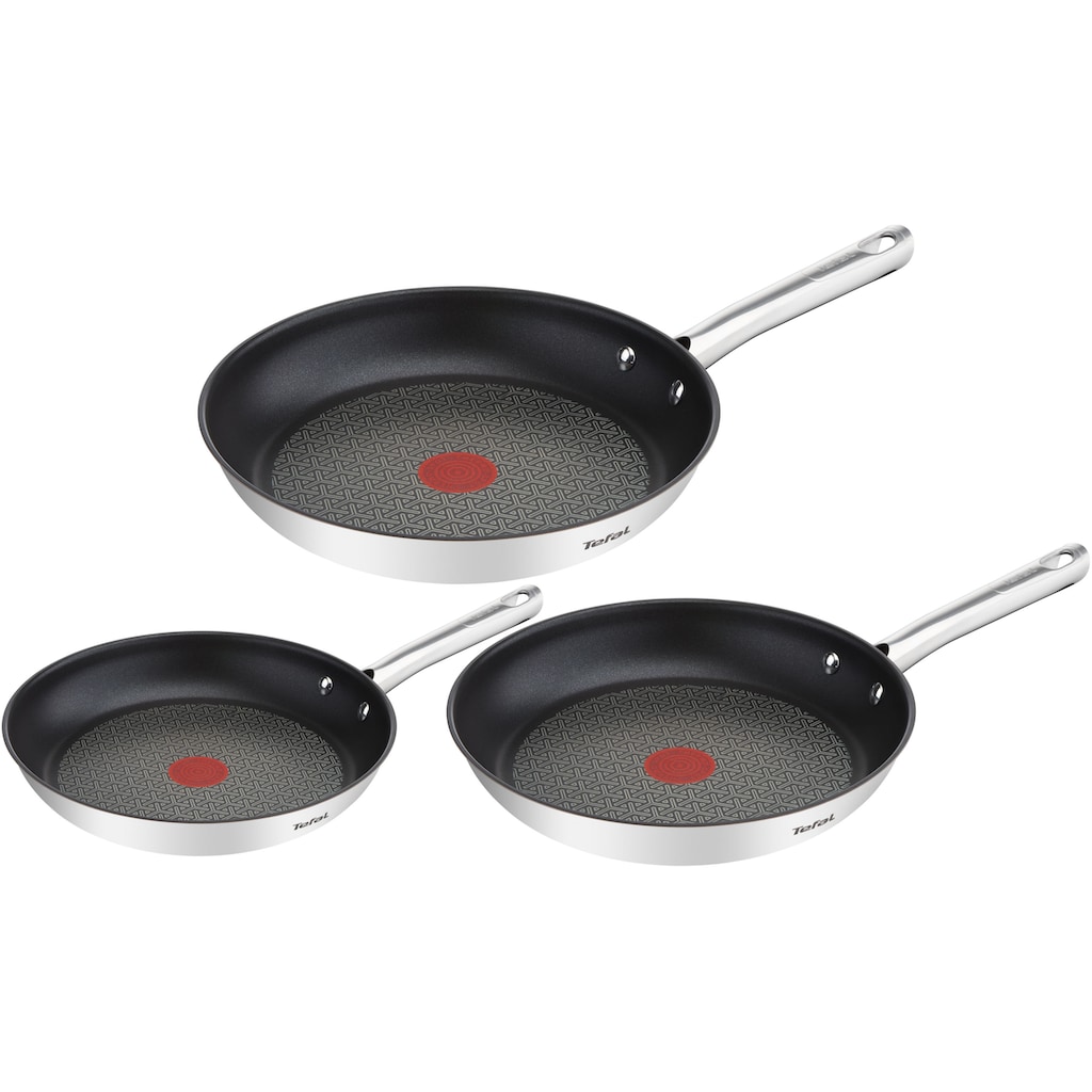 Tefal Pfannen-Set »Duetto«, Edelstahl, (Set, 3 tlg., 1x Bratpfanne Ø 20 cm, 1x Bratpfanne Ø 24 cm, 1x Bratpfanne Ø 28 cm)