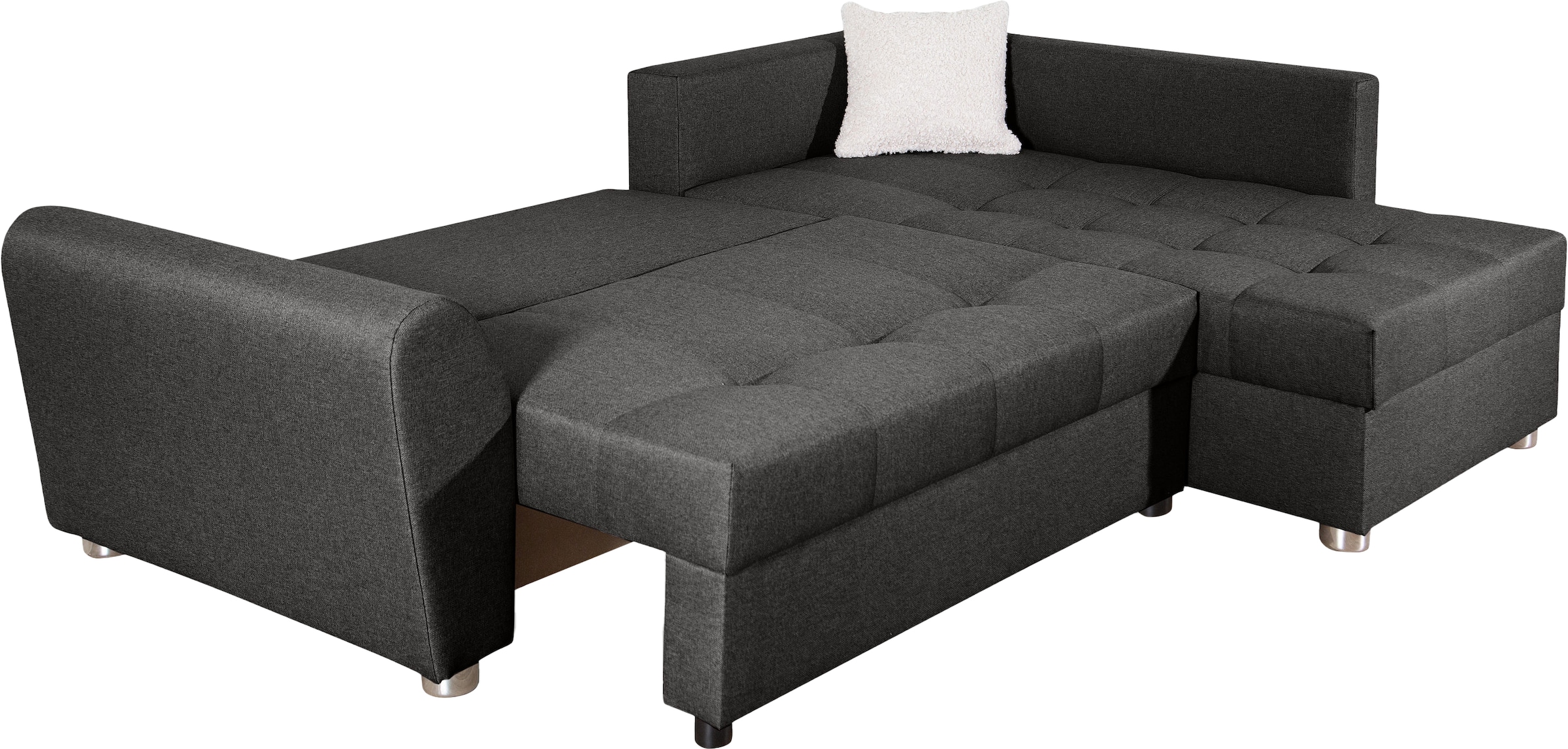 COLLECTION AB Ecksofa »JANA«, Ecksofa,Bettfunktion,Bettkasten,Bonnelfederkern,Rückenkissen