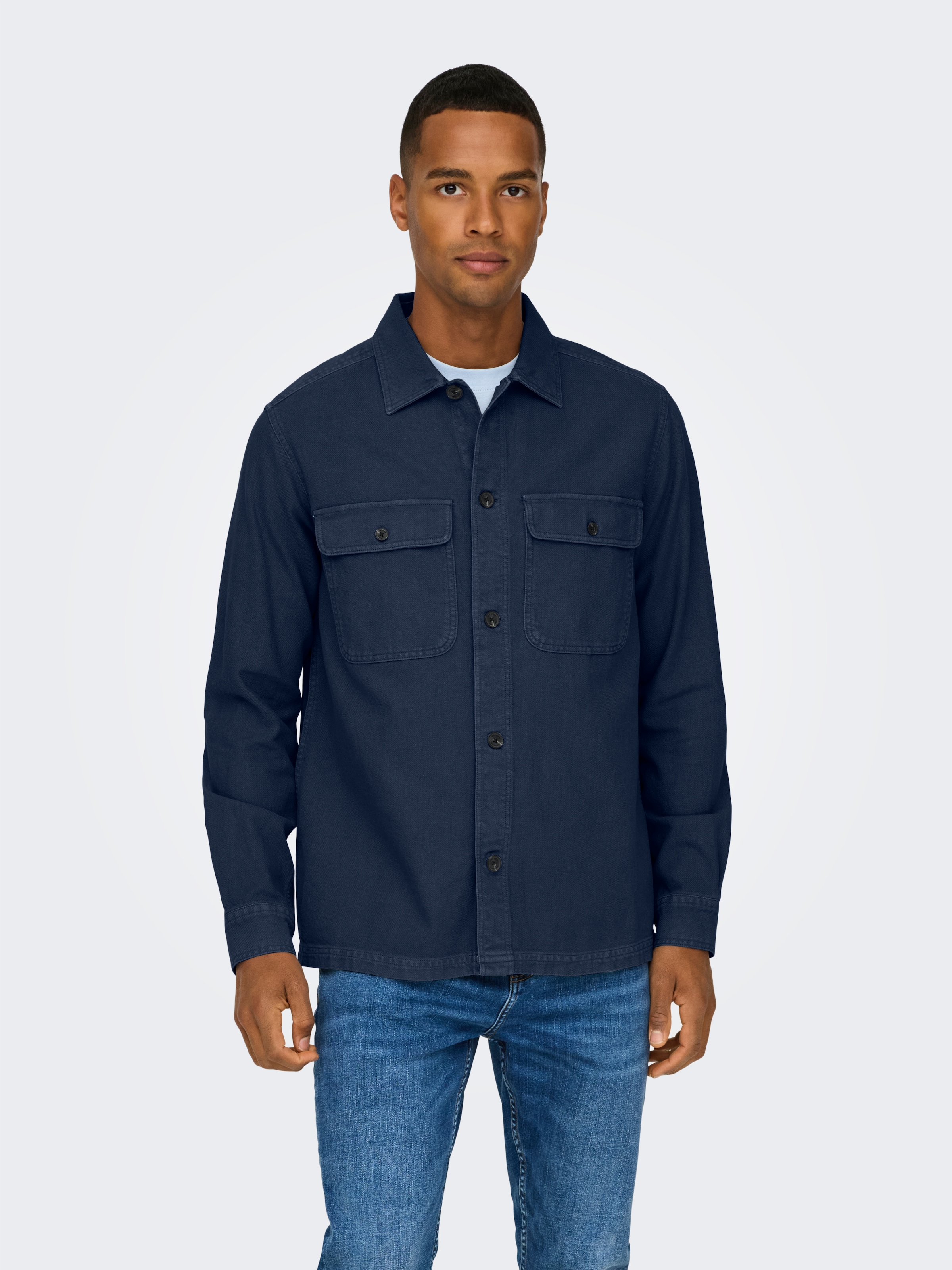 ONLY & SONS Langarmhemd "ONSOLIVER TWILL OVERDYE OVERSHIRT BF" günstig online kaufen