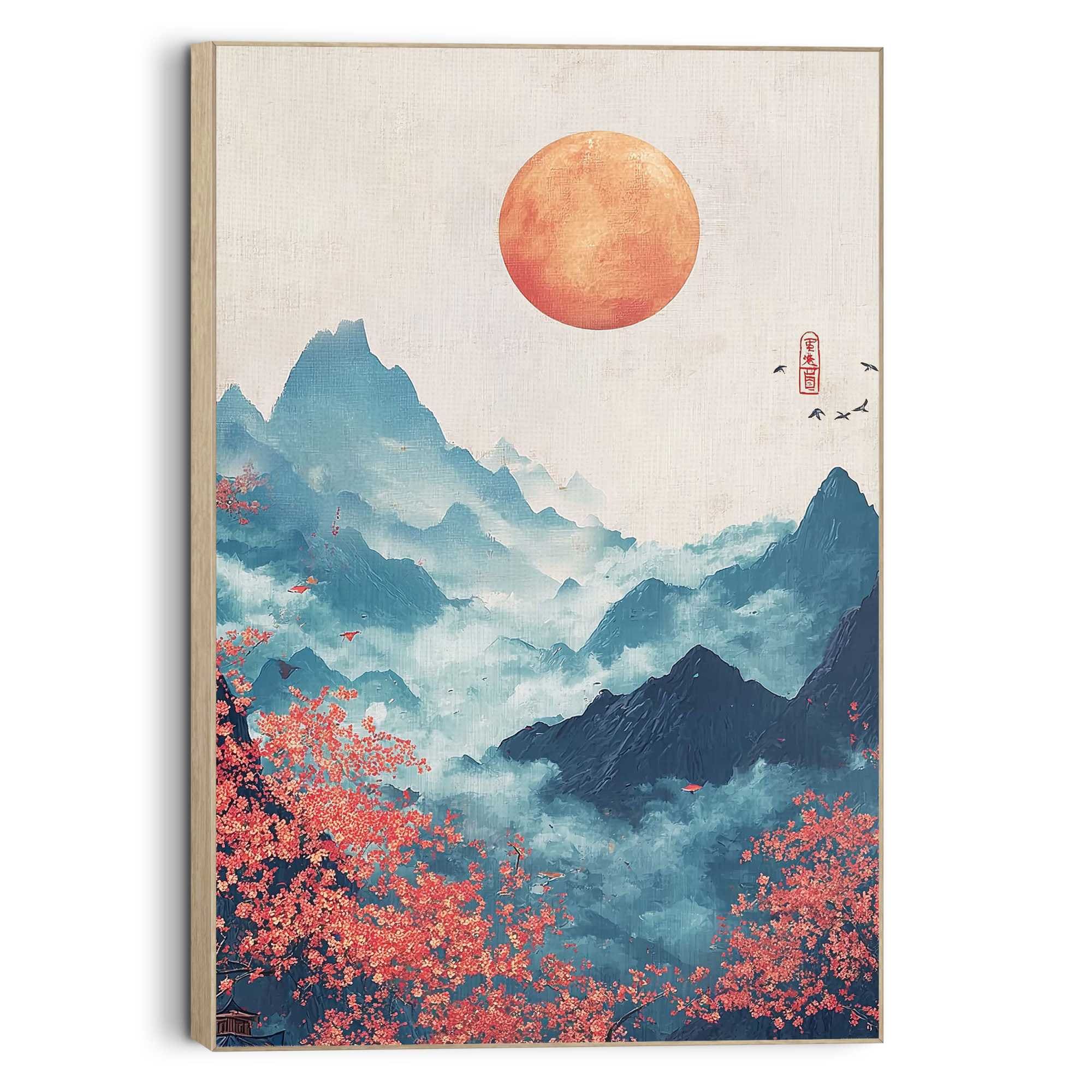 Reinders! Wandbild »Japanische Landschaft« Natur 1 Stk. tlg. Wohnzimmer - Blau - MDF - Berge - 90x60 cm