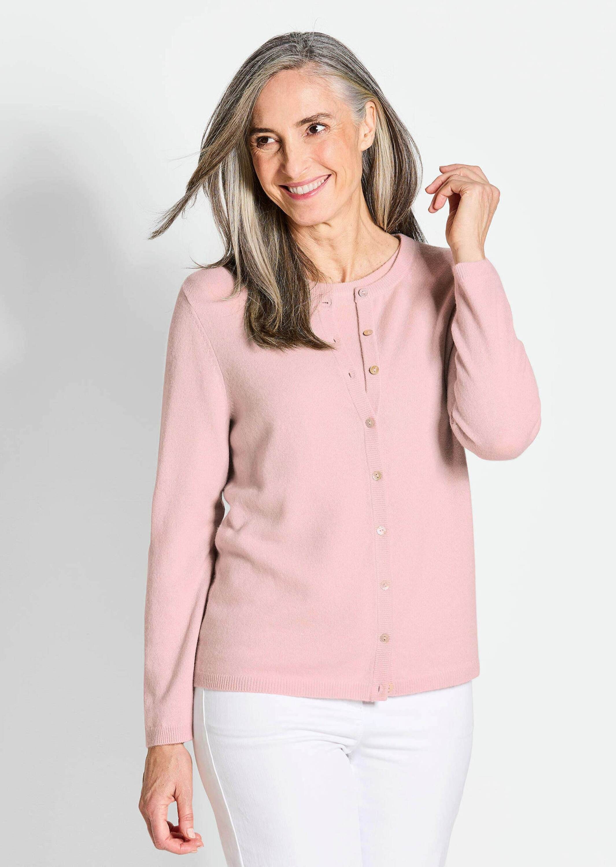 GOLDNER Strickjacke »Kaschmirstrickjacke mit Rundhalsausschnitt Kaschmirstrickjacke mit Rundhalsausschnitt«