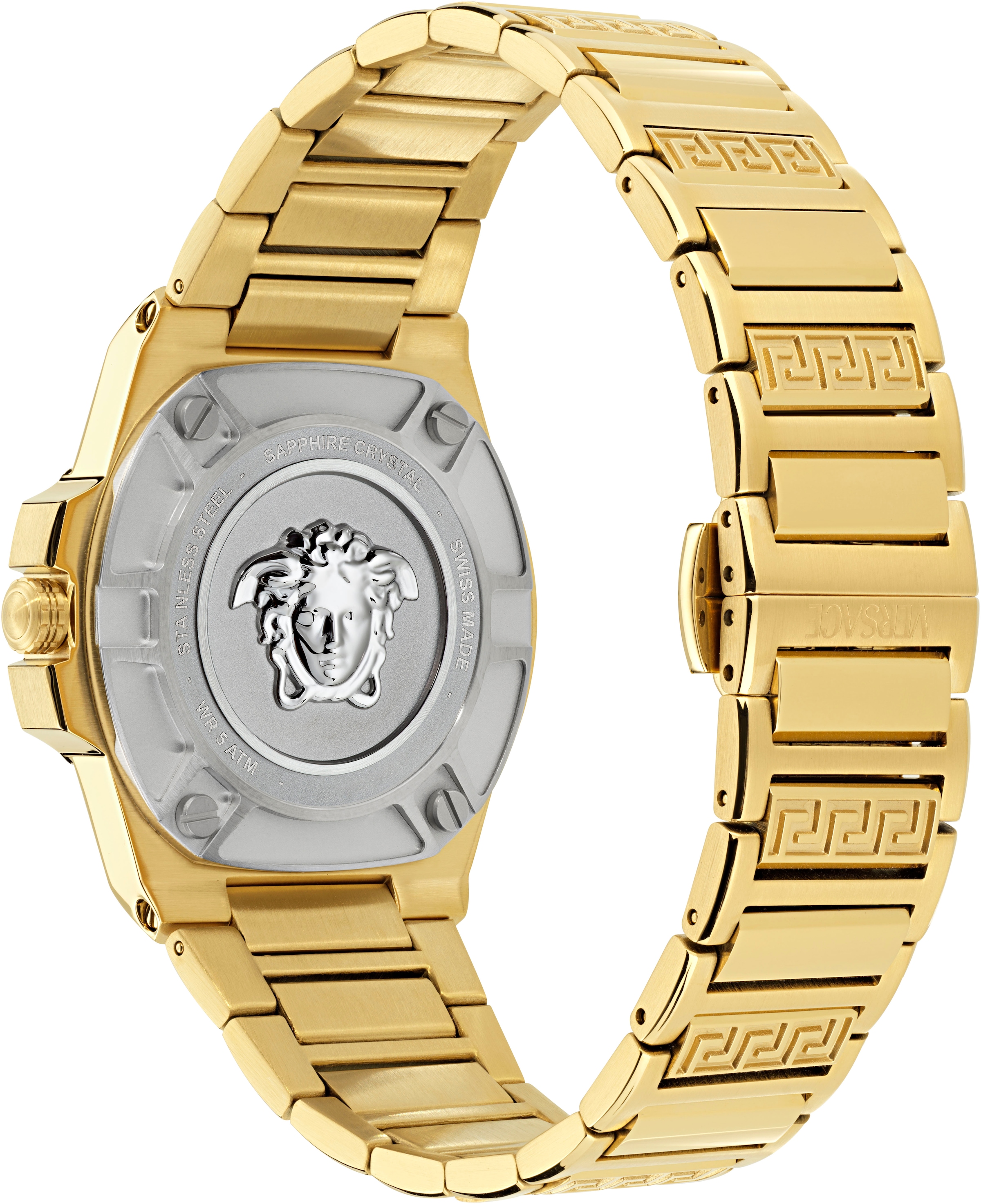 Versace Quarzuhr »GRECA REACTION LADY«, Armbanduhr, Damenuhr, Swiss Made, Edelstahlarmband, analog