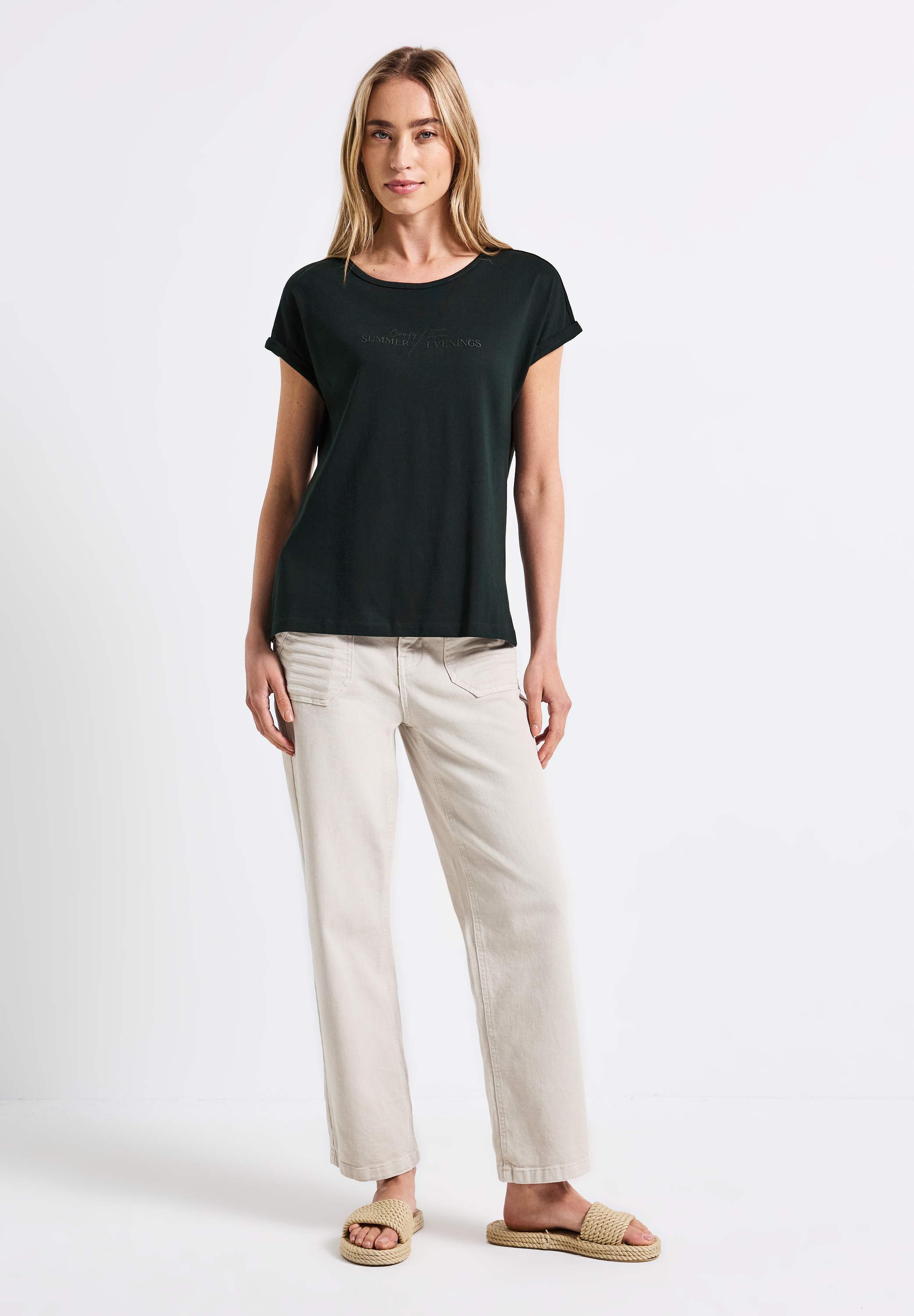 STREET ONE T-Shirt, aus Baumwolle mit Stretchante