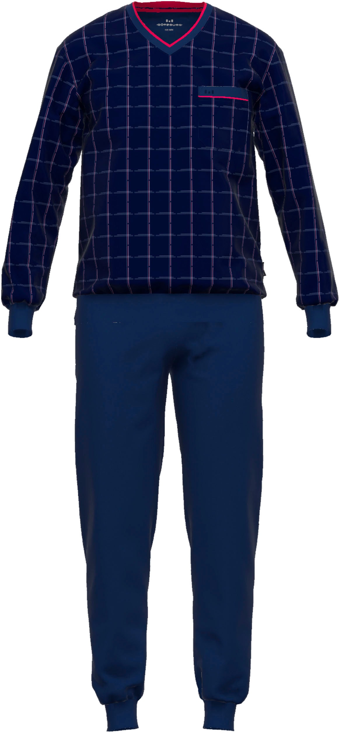 GÖTZBURG Pyjama »Bronx«, (2 tlg.), mit feiner Kontrastnaht und cooler Musterung
