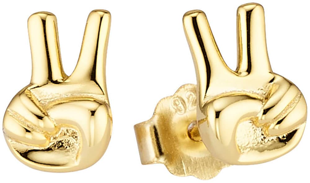 Paar Ohrstecker BRUNO BANANI "Schmuck Geschenk Silber Ohrring Peace-Design", gold (gelbgoldfarben), Ohrringe, Damen, Silber 925 (Sterlingsilber)
