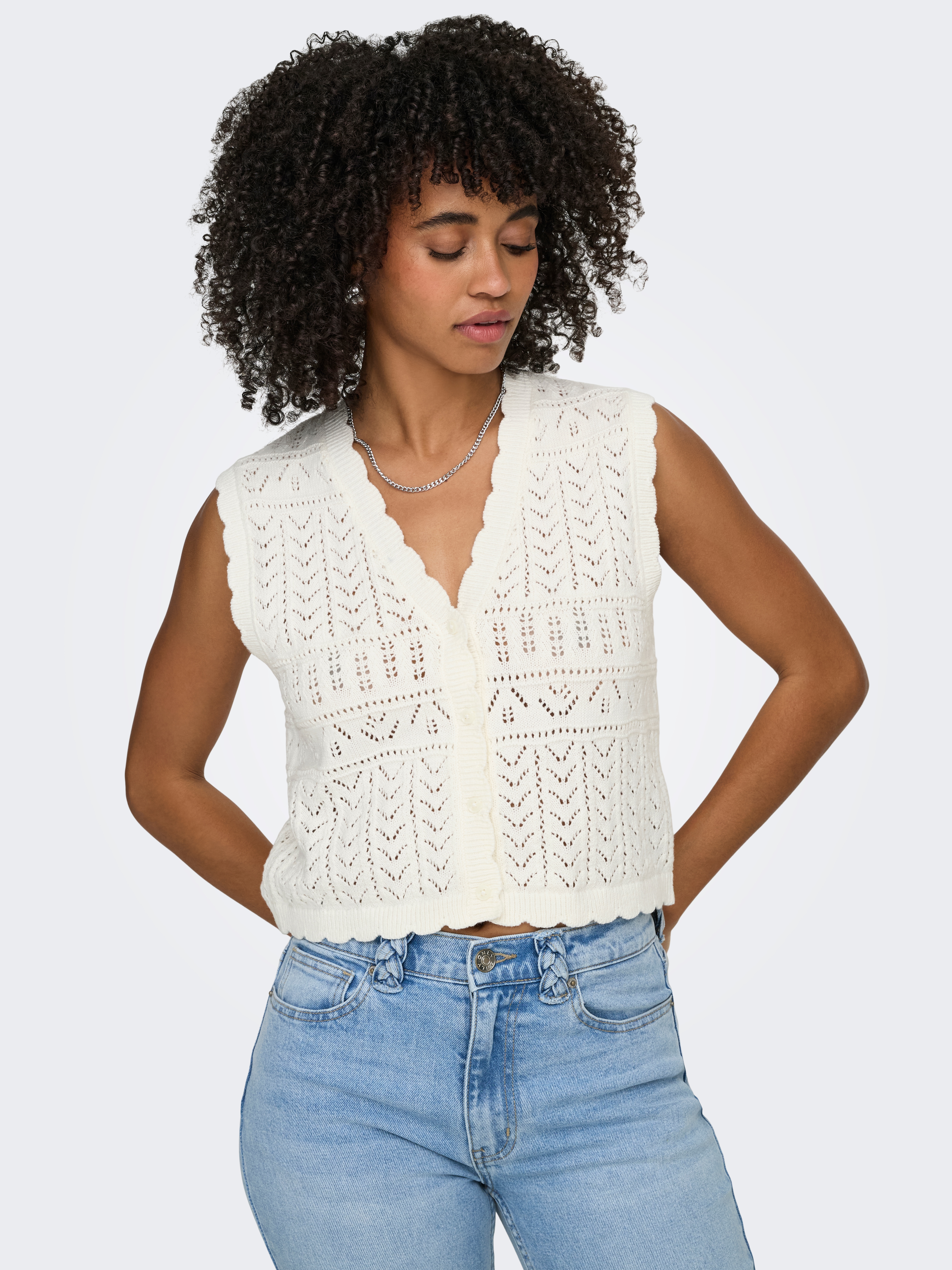ONLY Strickjacke "ONLIRINA V-NECK BUTTON VEST KNT NOOS" Baumwollmischung