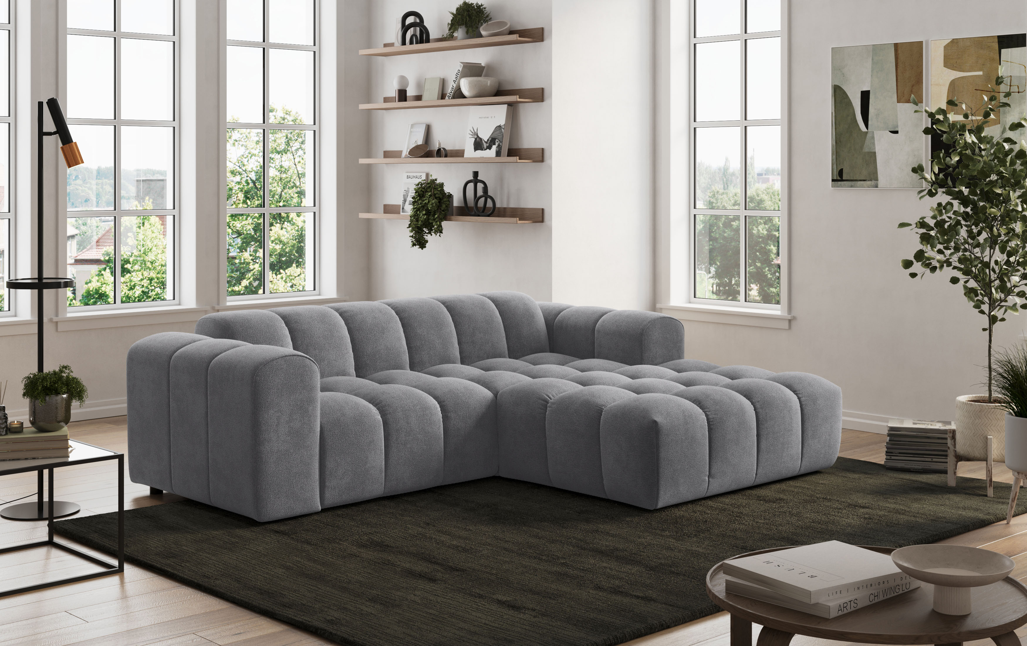 COTTA Ecksofa "Rocco L-Form, B: 248 cm, modernes Bubble-Sofa, großzügiger Sitzkomfort" Wohnlandschaft-Charakter, frei stellbar, modernes Design