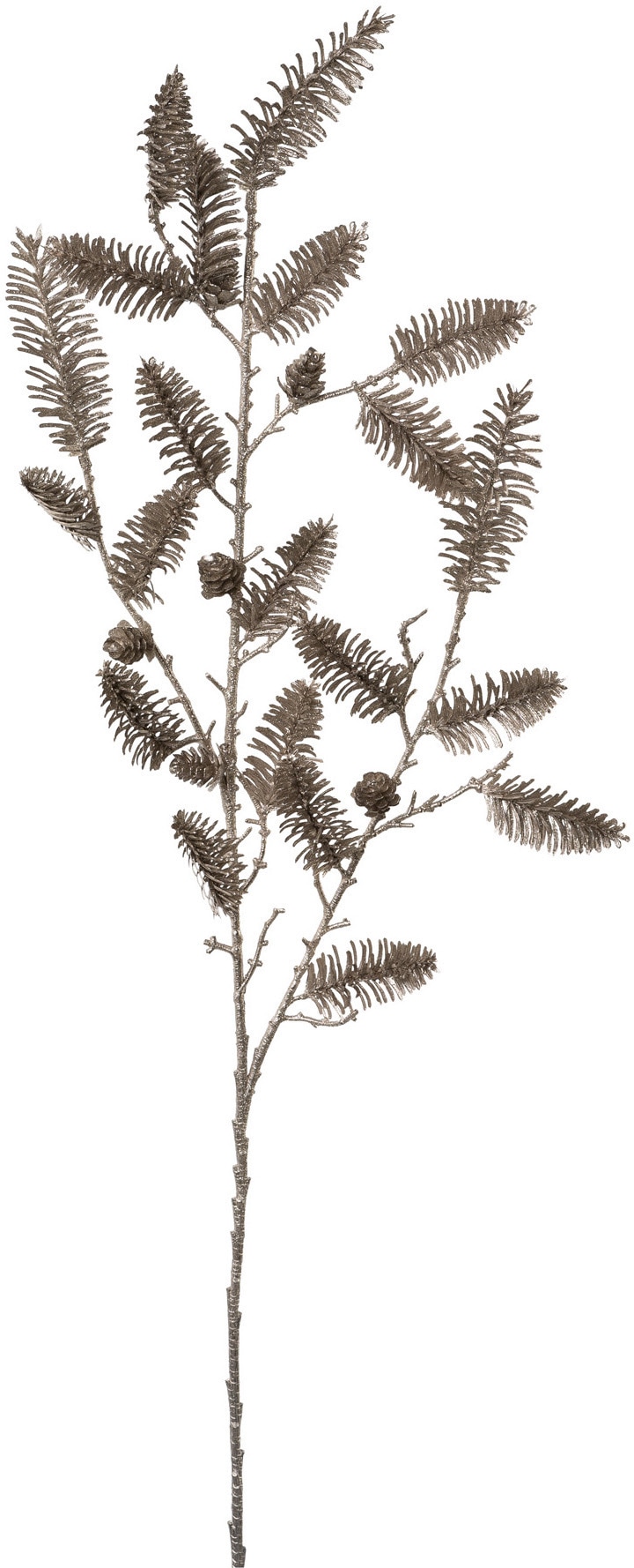 Creativ green Winterliche Kunstpflanze »Weihnachtsdeko«, Zweig mit zahlreichen Tannenspitzen, silber, 2er-Set