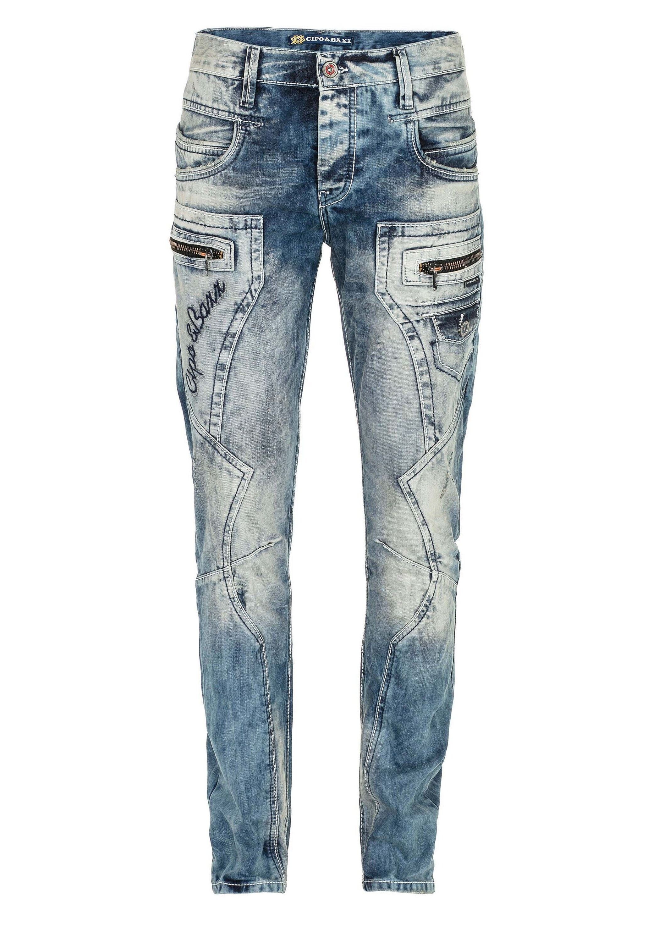 Cipo & Baxx 5-Pocket-Jeans »Jeans«, im lässigen Biker-Stil, C-1178