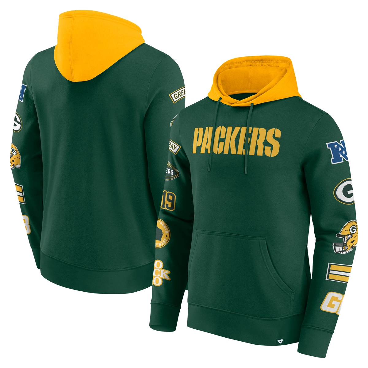 Fanatics 1100000002199 "Fanatics Hoodie Green Bay Packers Patched Out Fleece"