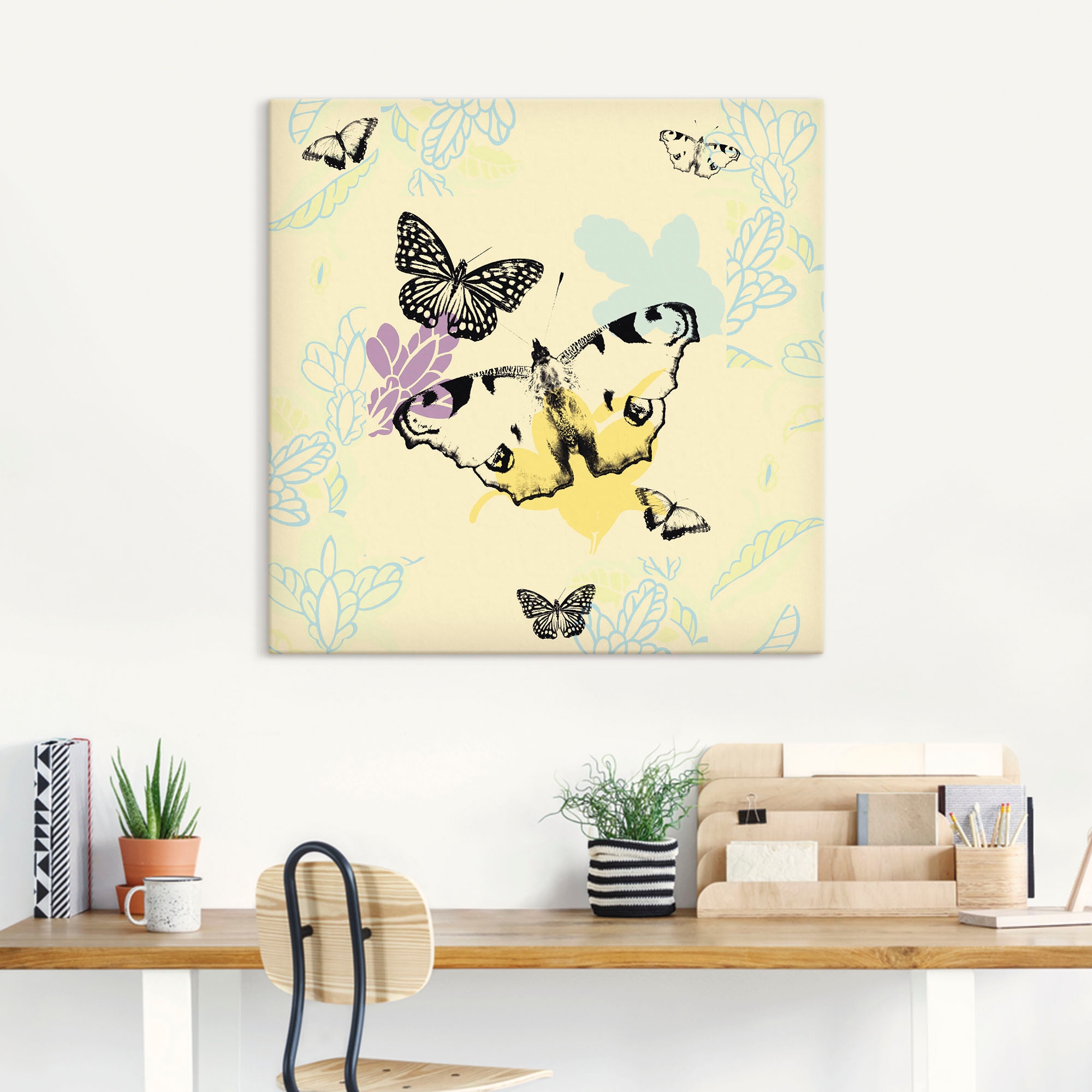 Artland Wandbild »Schmetterlinge in gelb«, Insekten, (1 St.), als Alubild, Leinwandbild, Wandaufkleber oder Poster in versch. Größen
