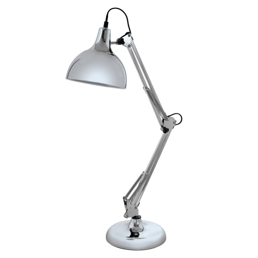EGLO Tischleuchte »BORGILLIO«, 1 flammig, Leuchtmittel E27 | ohne Leuchtmittel, Vintage Schreibtischlampe aus Stahl, Retro, Chrom, E27, inkl. Schalter