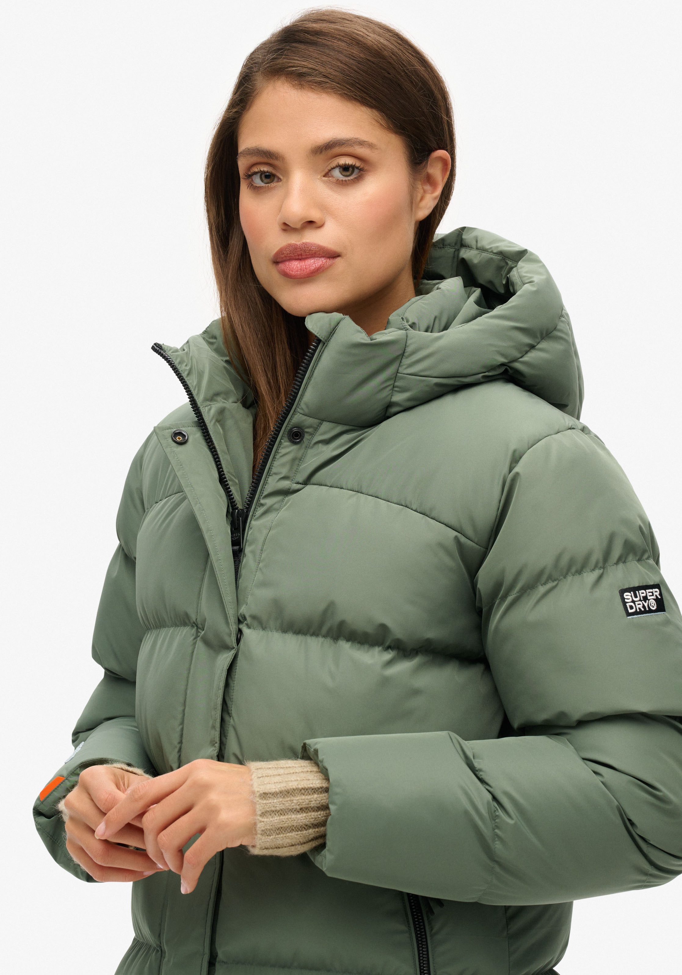 Superdry Steppjacke »HOODED LONGLINE SPORTS PUFFER«, mit Kapuze