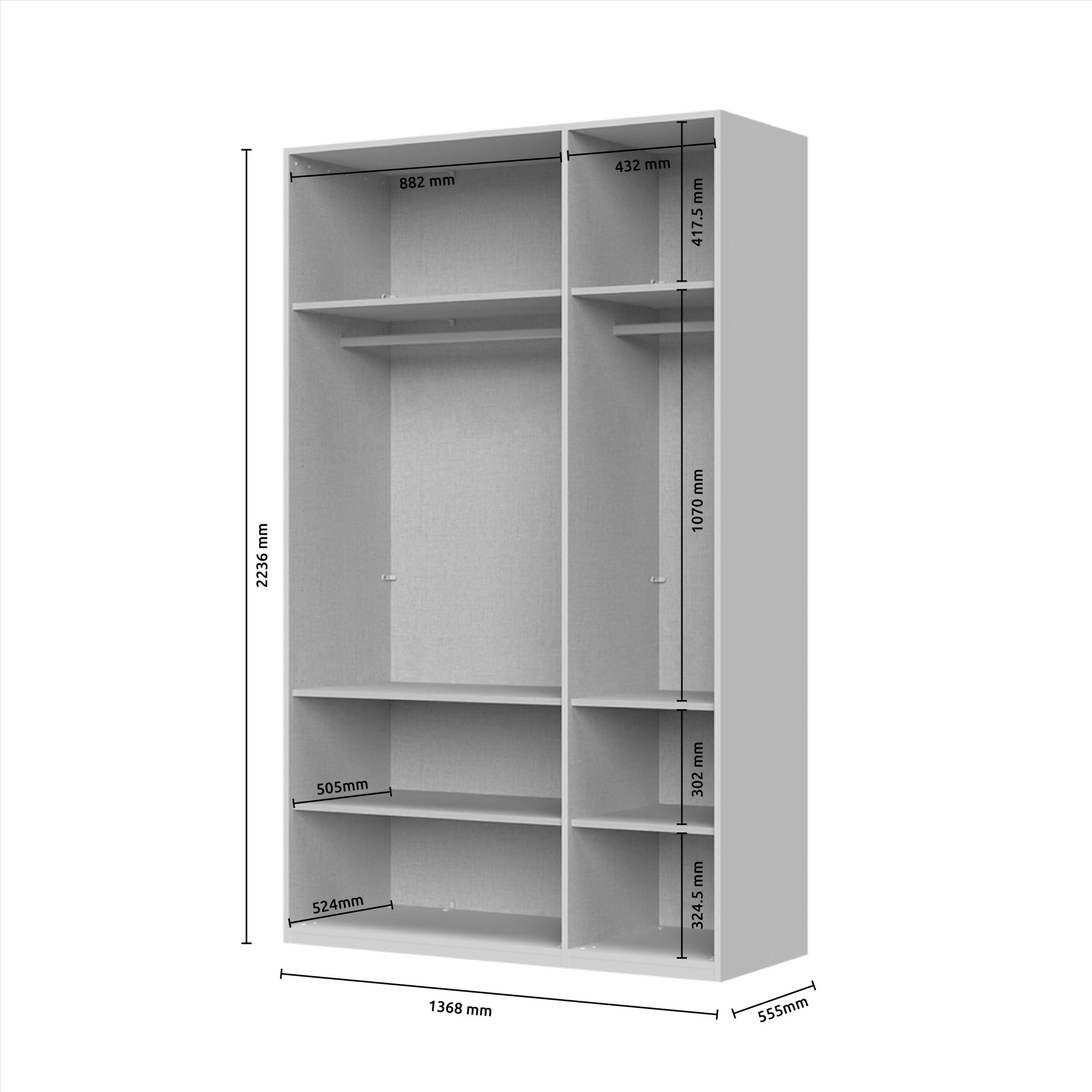 Places of Style Drehtürenschrank »Opera mit oder ohne Kranz inkl. LED-Beleuchtung, B: 92,137 oder 182 cm«, UV lackiert, Soft Close Funktion, Höhenverstellbare Füße