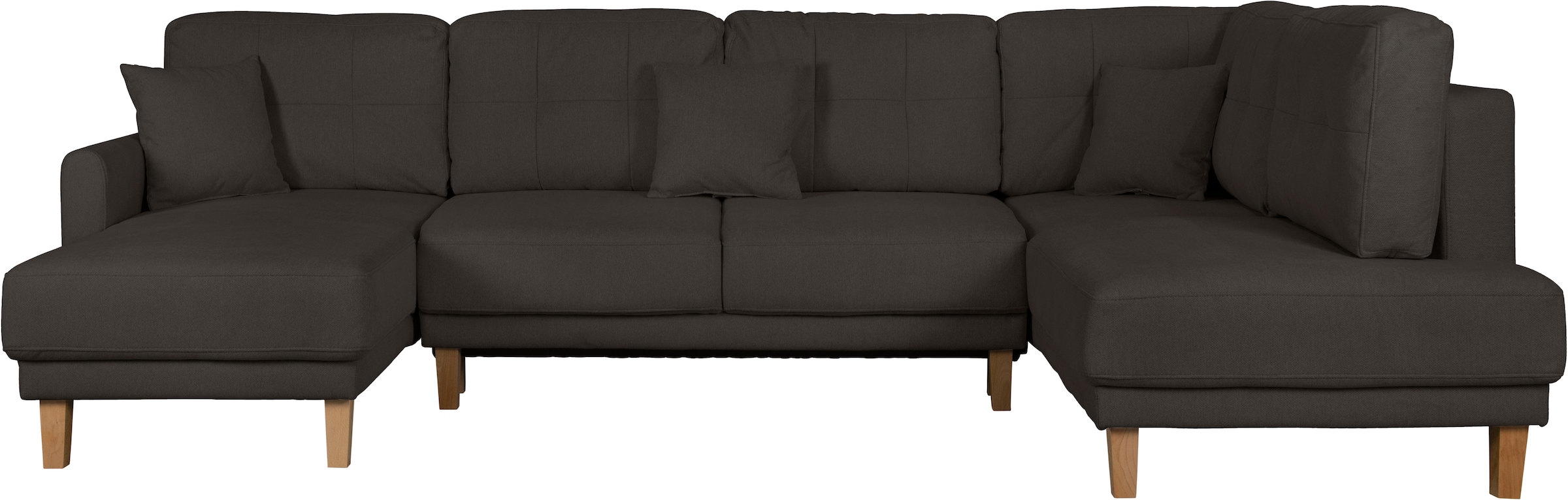 Home affaire Wohnlandschaft »TRIPLO U-Form wahlweise mit Schlaffunktion, B/T/H: 310/192/90 cm«, Schlafsofa, auch mit Bettkasten, Steppung im Rückenkissen