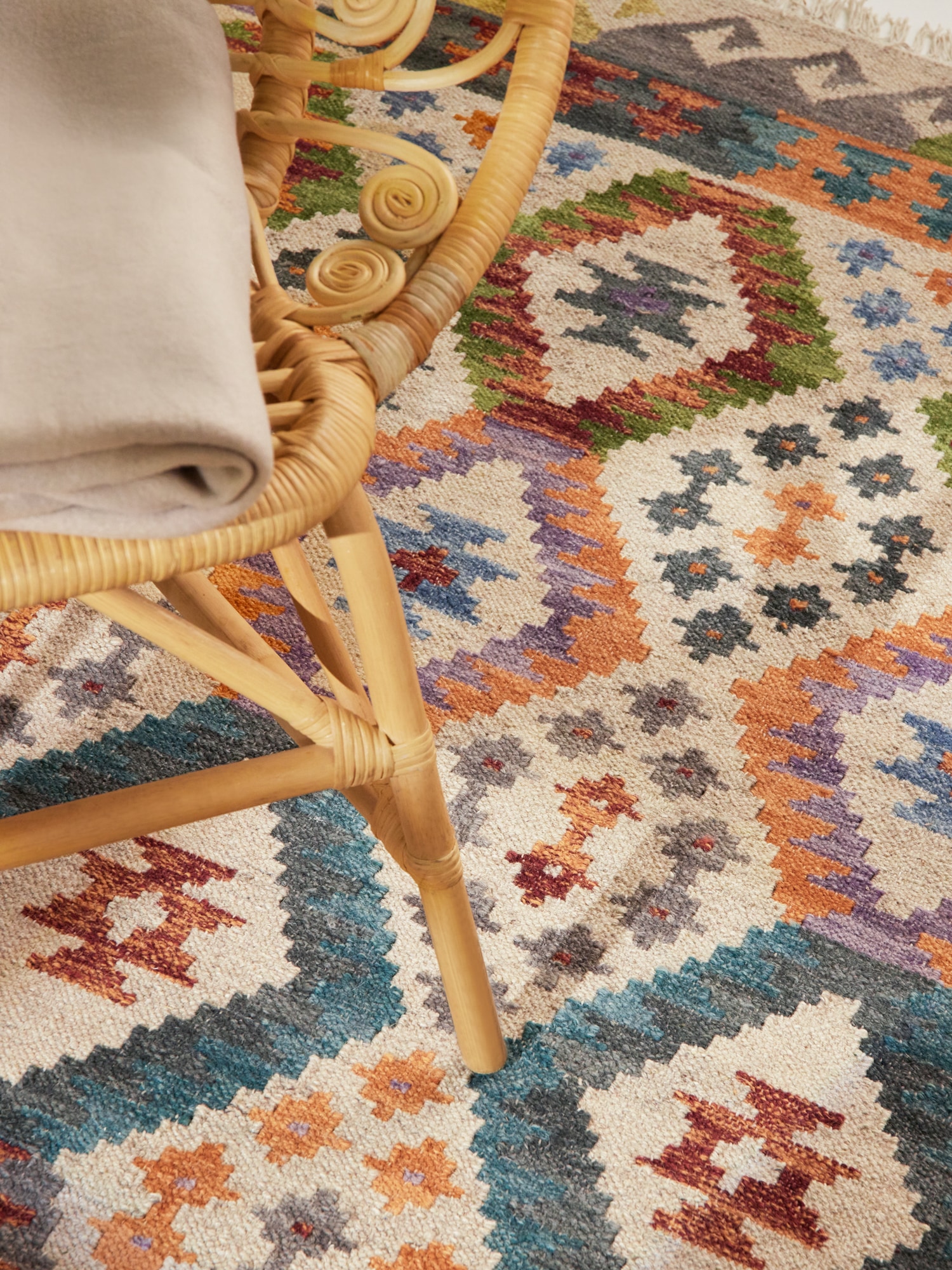 HANSE Home Teppich »Kelim Oasis«, rechteckig, 3 mm Höhe, Wolle, Baumwolle, Natur, Handgewebt, orientalisch, Boho, traditionell