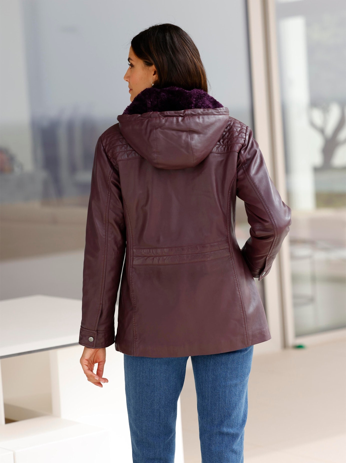 Inspirationen Lederjacke, mit Kapuze